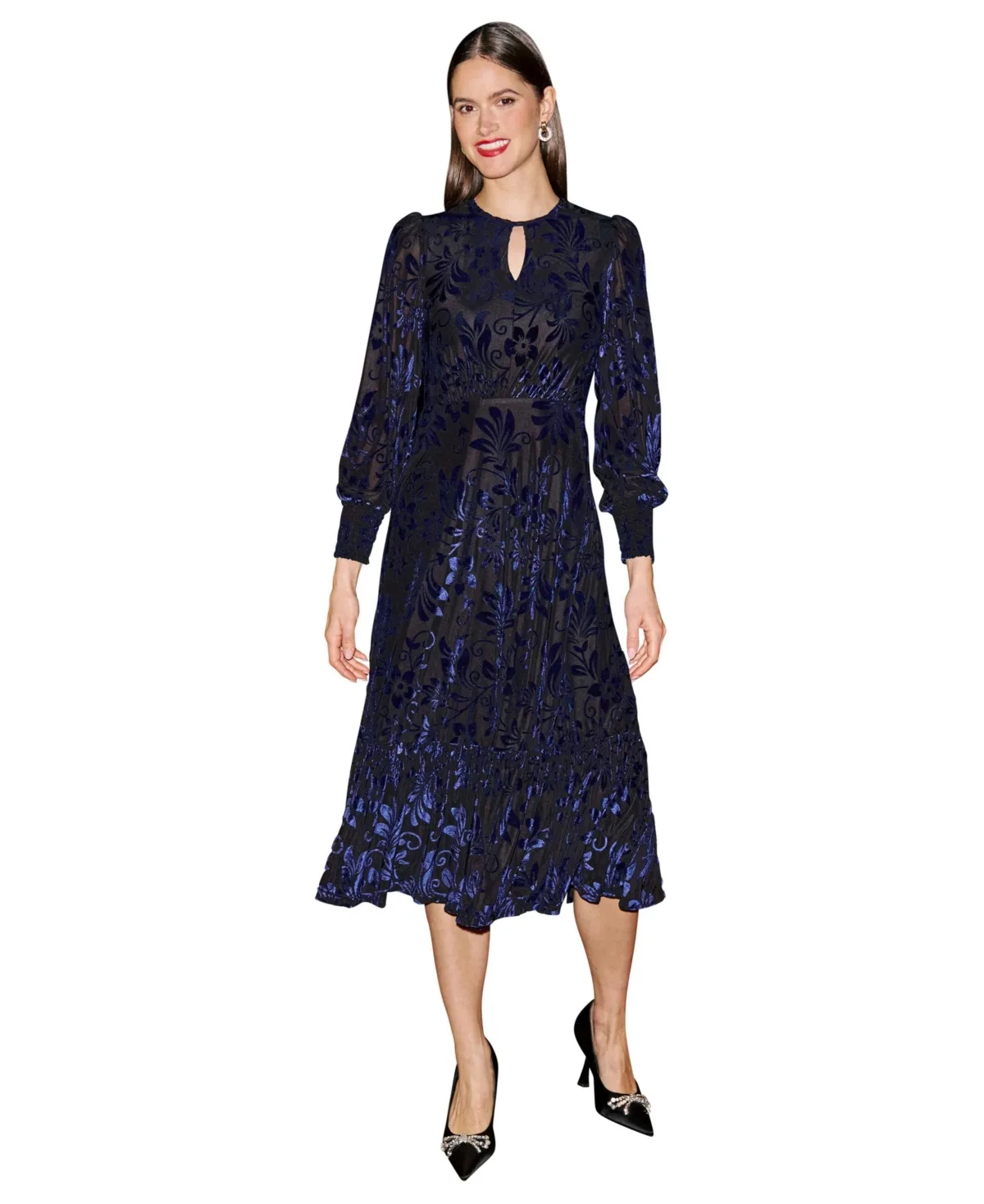 Velvet Floral Midi Dress by Yumi