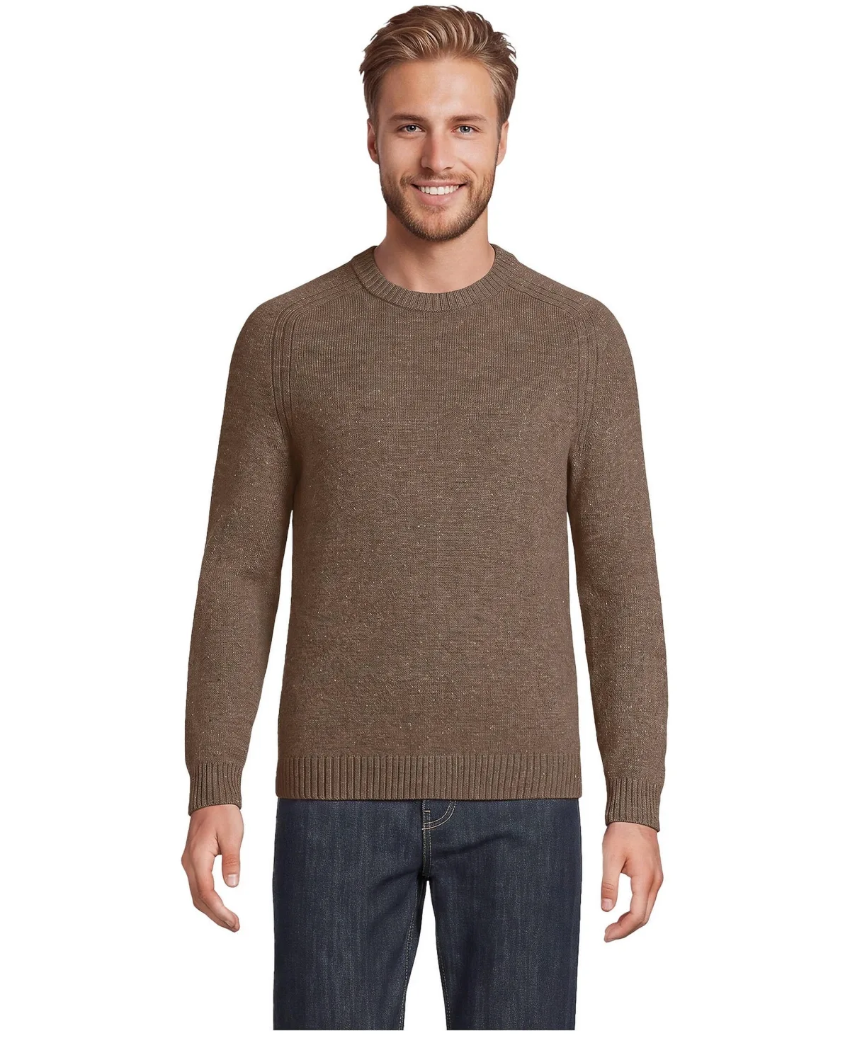 Long Sleeve Lambswool Crewneck Sweater by Lands' End