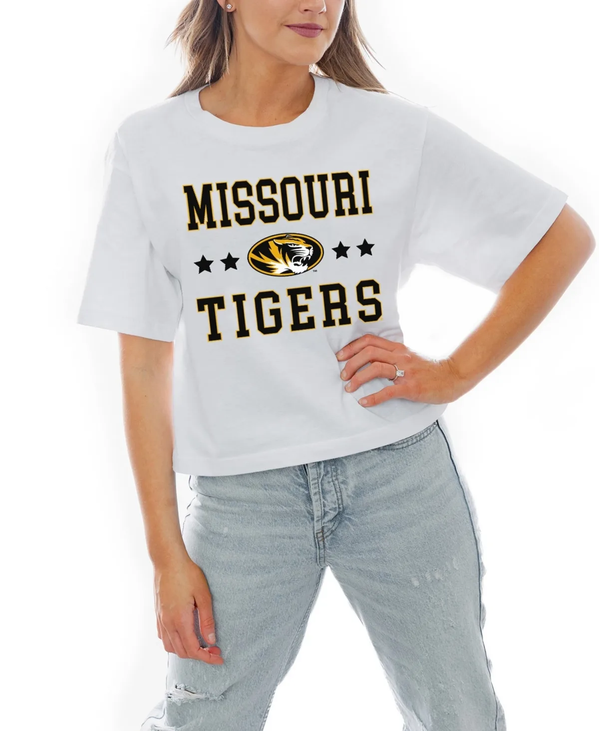 Missouri Tigers Stars Boxy Fit Cropped T-Shirt by Gameday Couture