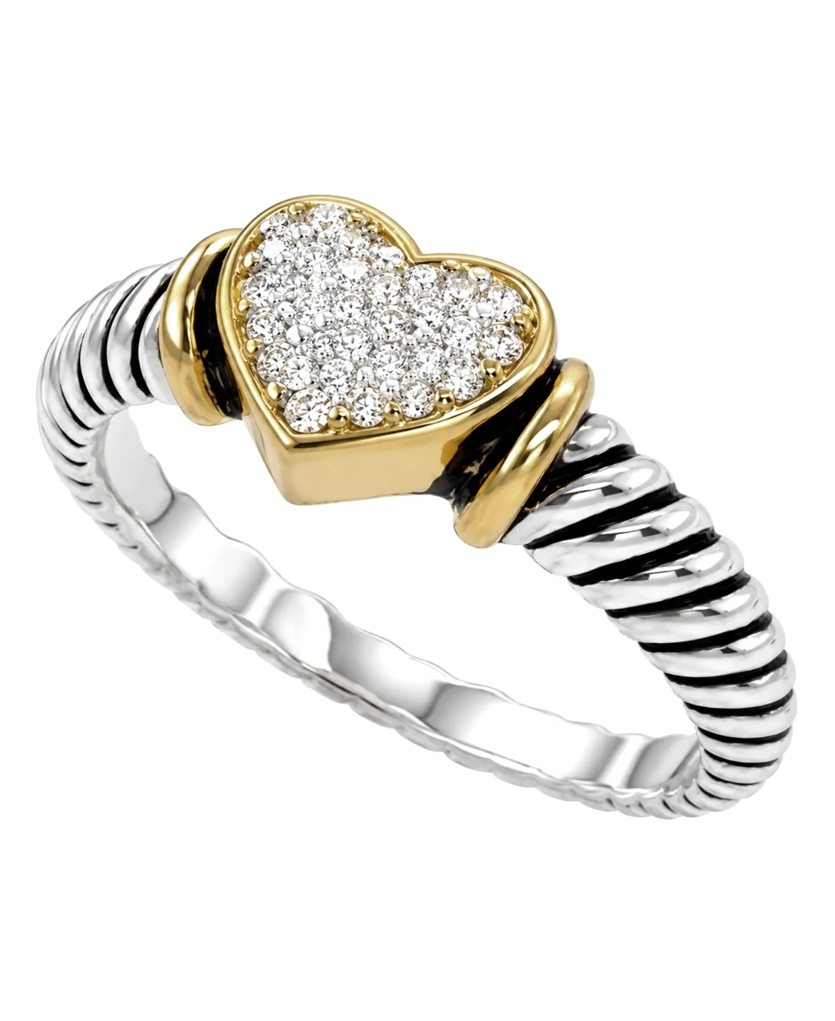 Cubic Zirconia Two-Tone Heart Ring by And Now This