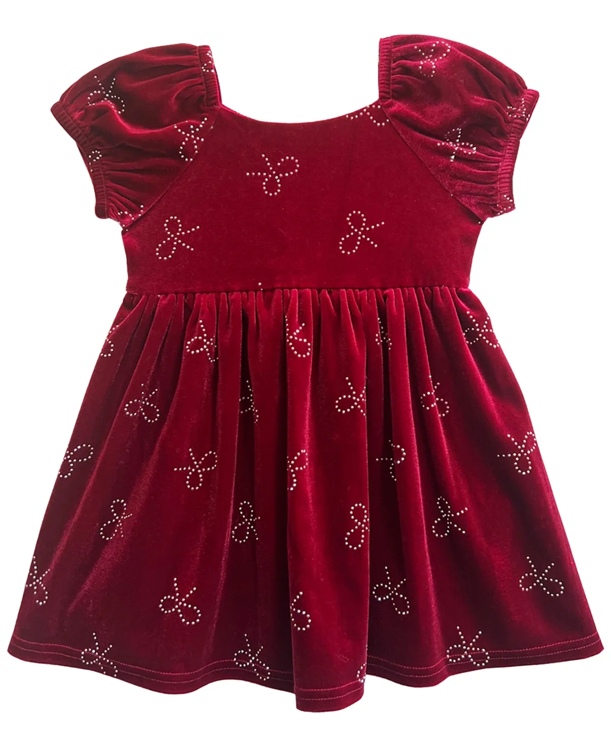 Short-Sleeve Velvet Fit-and-Flare Dress by Blueberi Boulevard