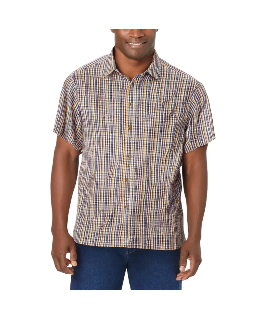 KingSize Check Short-Sleeve Sport Shirt by Kingsize