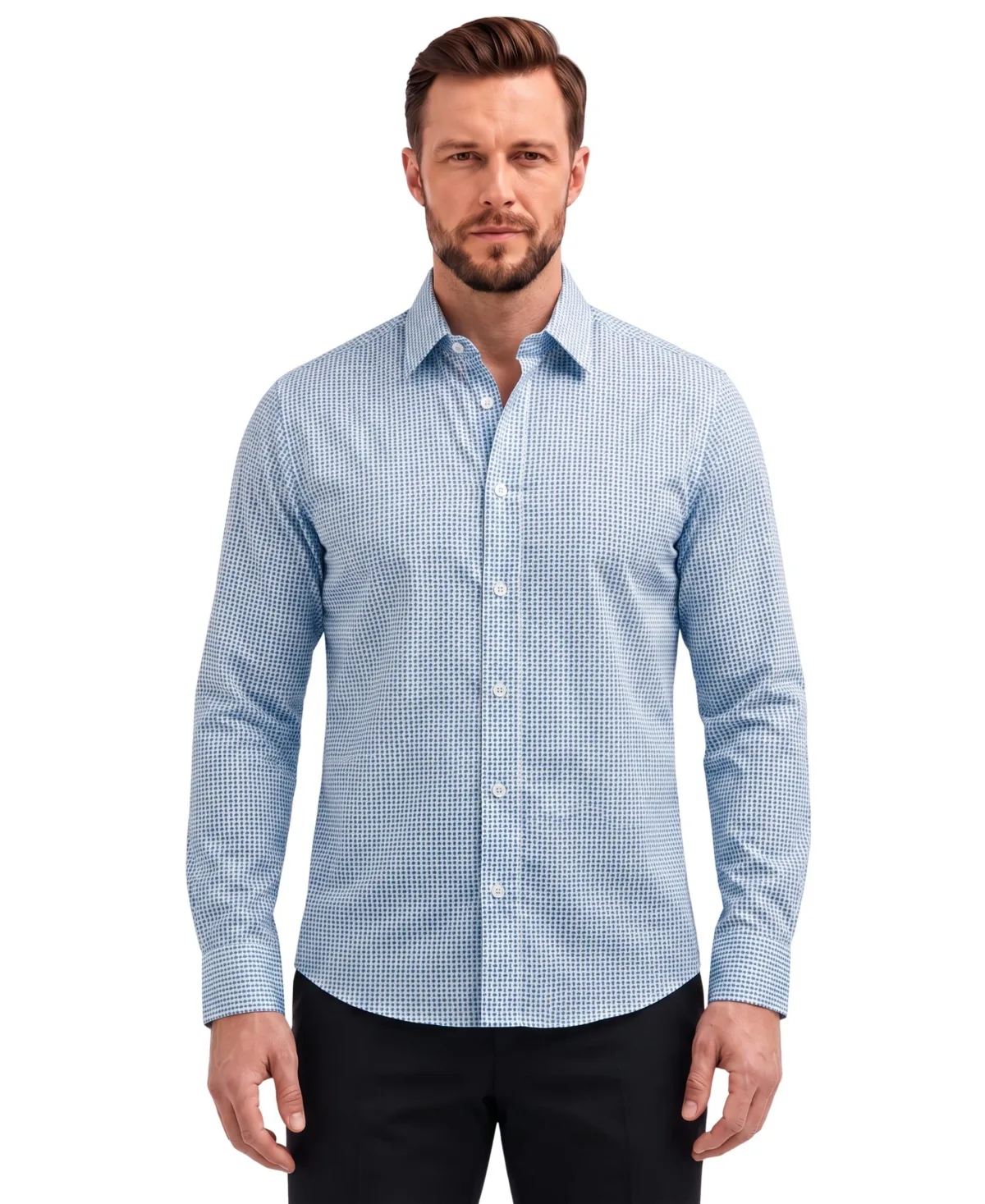 Long-Sleeve Regular-Fit Four-Way Stretch Sport Shirt by Report