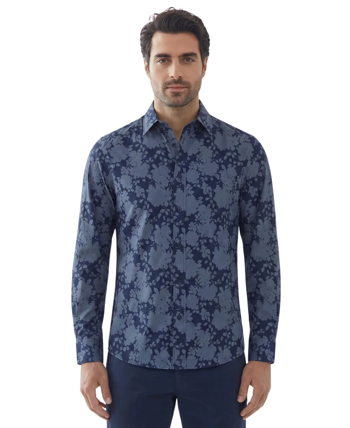 Long-Sleeve Printed Stretch Sport Shirt by Report
