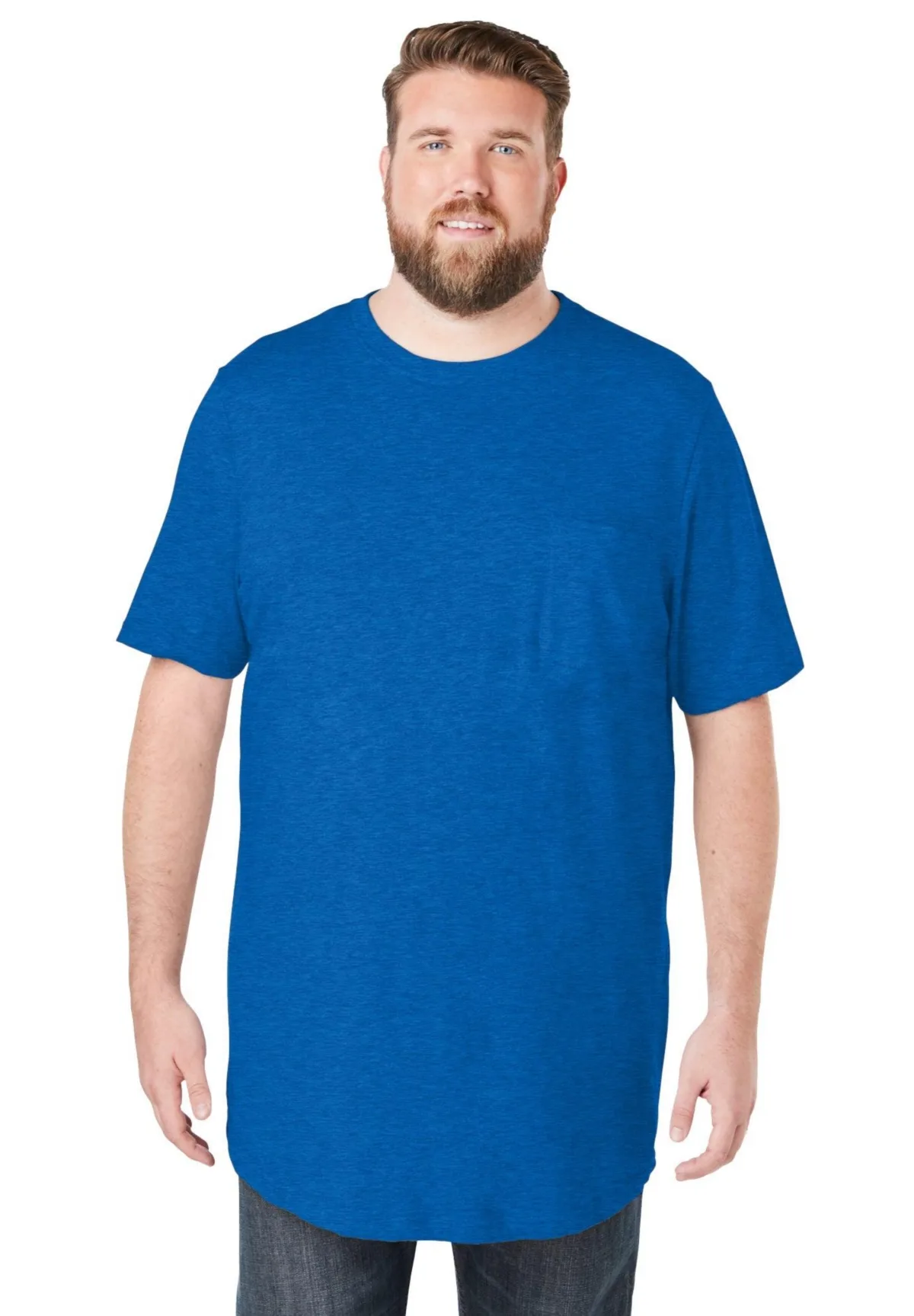 KingSize Shrink-Less Lightweight Longer-Length Crewneck Pocket T-Shirt by Kingsize