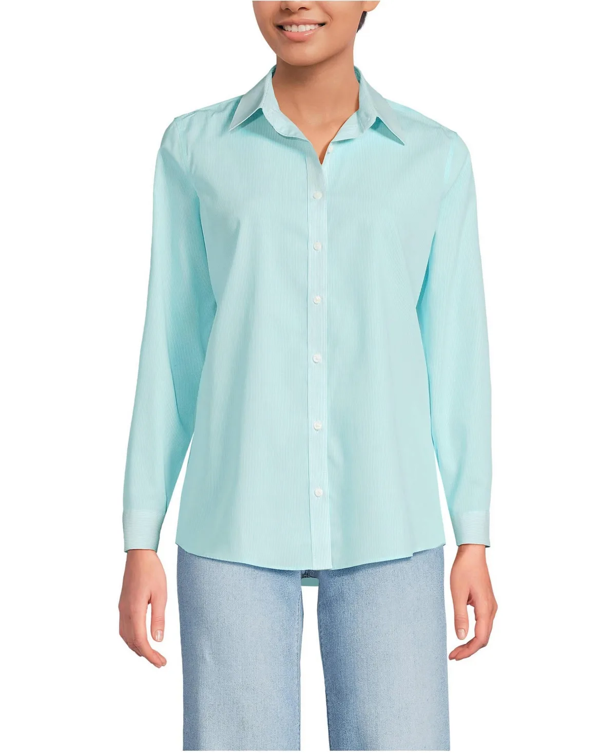 No Iron Button Front Shirt by Lands' End