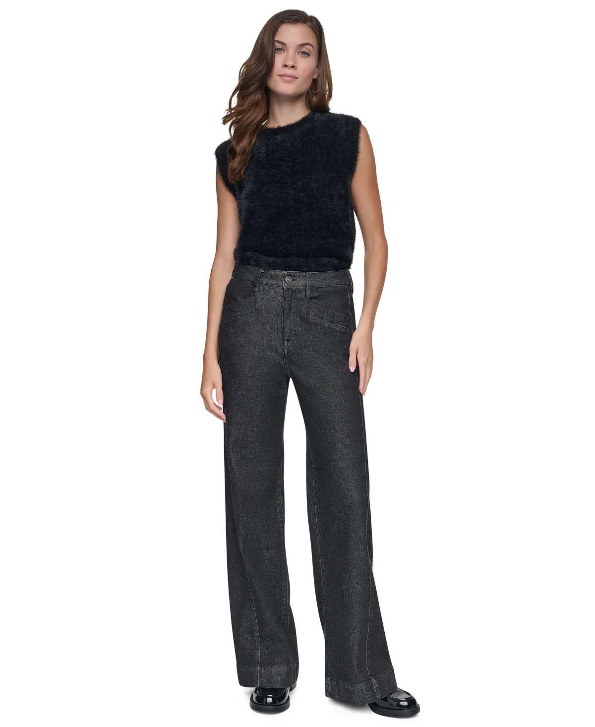 High-Rise Forward-Seam Wide-Leg Jeans by DKNY