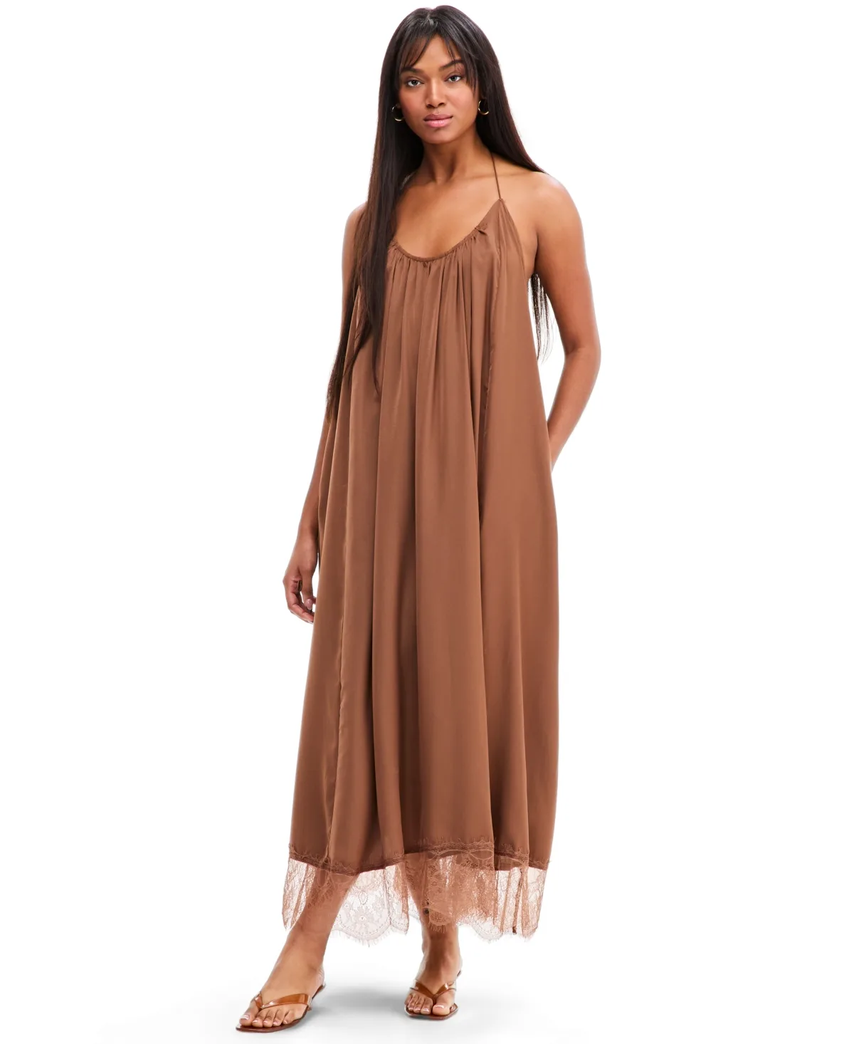 Scoop-Neck Satin Maxi Dress by Bar III