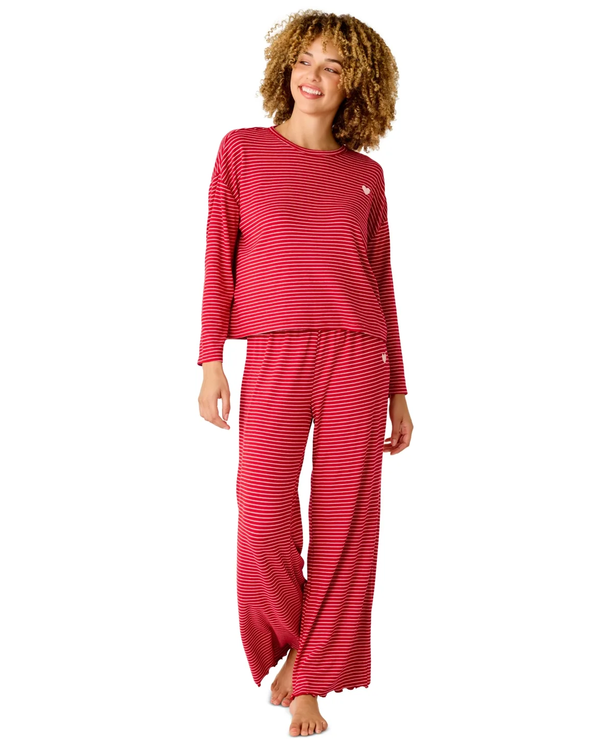 Icon Stripes Brushed Pointelle Long-Sleeve Pajama Set by PJ Salvage