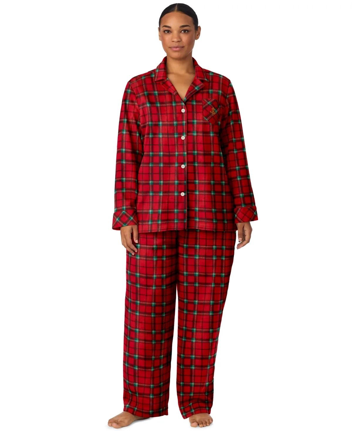 Long-Sleeve Notch Collar Fleece Top and Pants, 2-Piece Set by Ralph Lauren