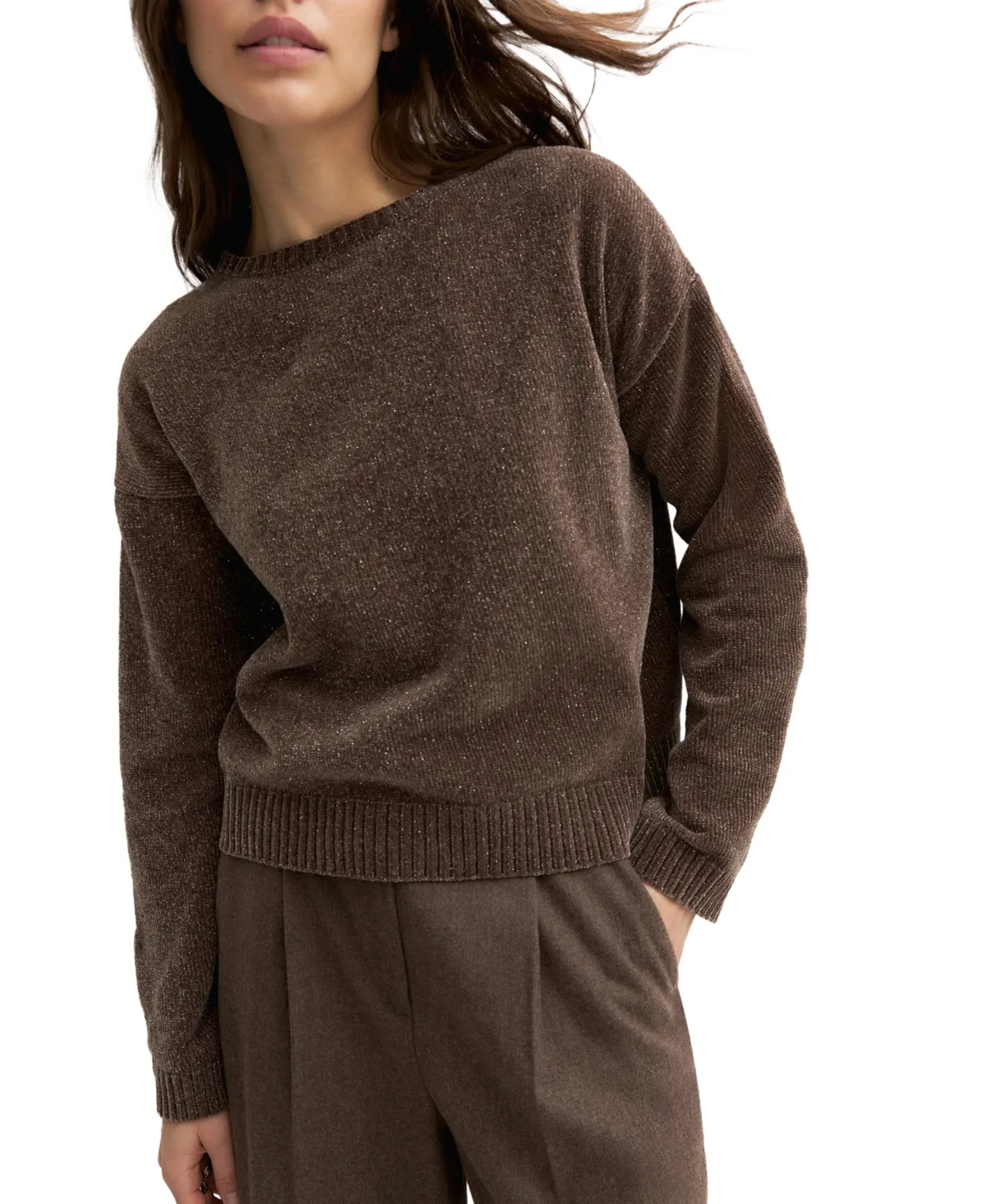Emmmaestro Loose-Fit Long-Sleeve Lurex Chenille Sweater by Emme Marella