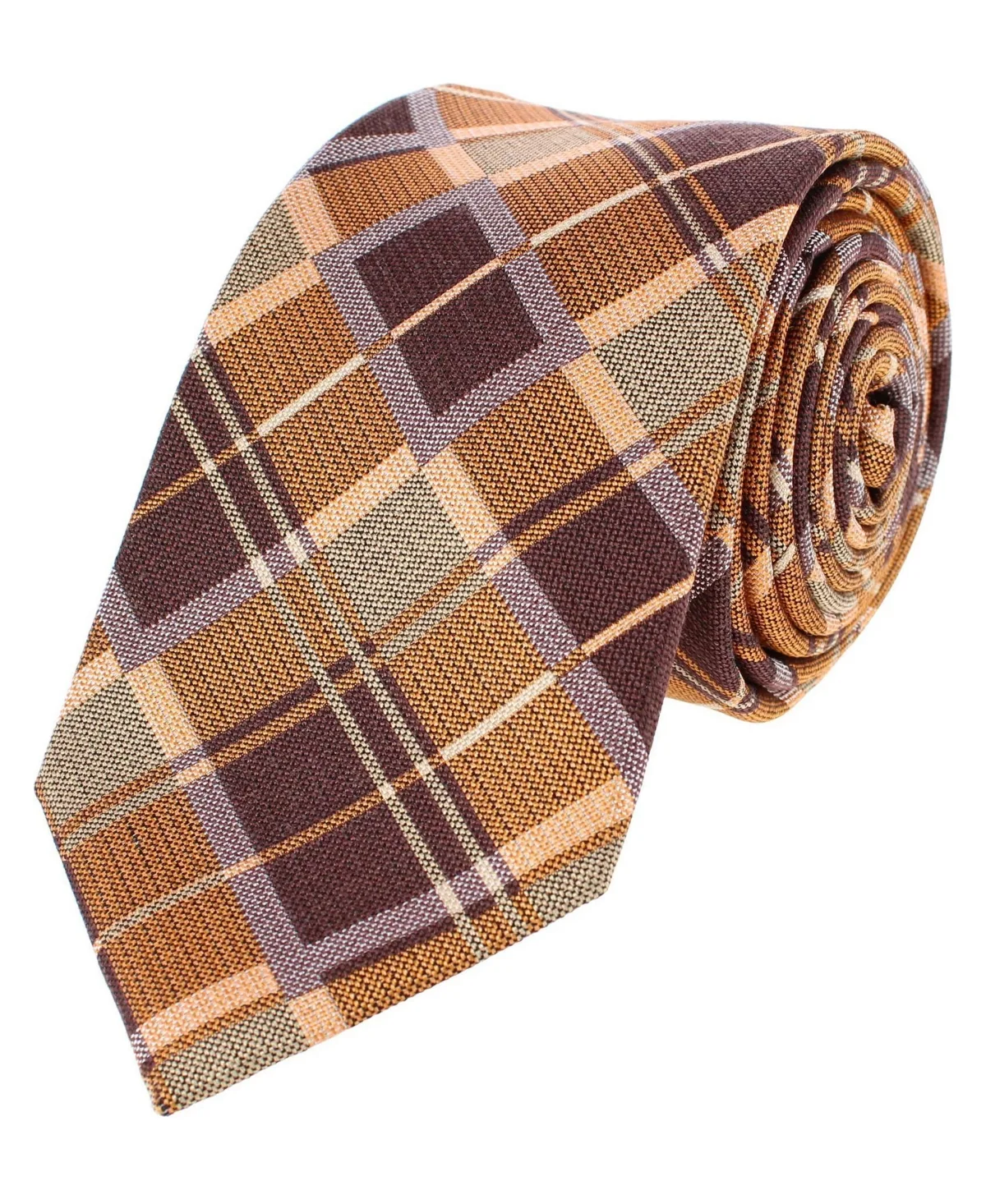 Golden Days Plaid Slim Tie by Trafalgar