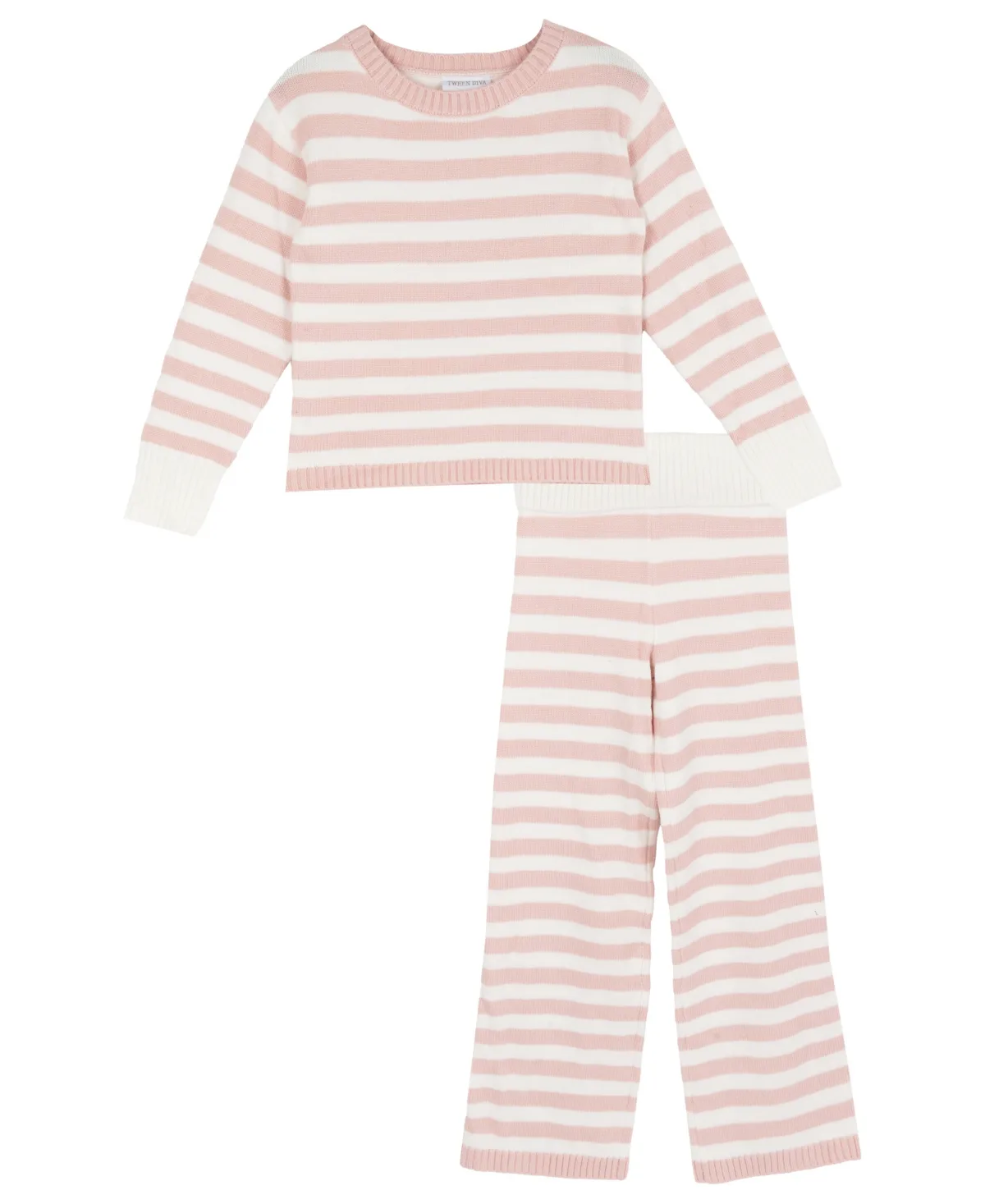 Striped Crewneck Long-Sleeve Sweater and Pants, 2-Piece Set by Tween Diva