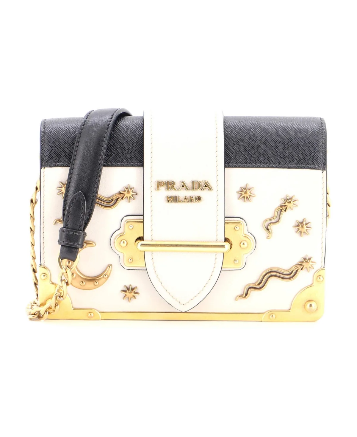 Pre-Owned Prada Small Cahier Crossbody Bag Embellished Leather by Prada