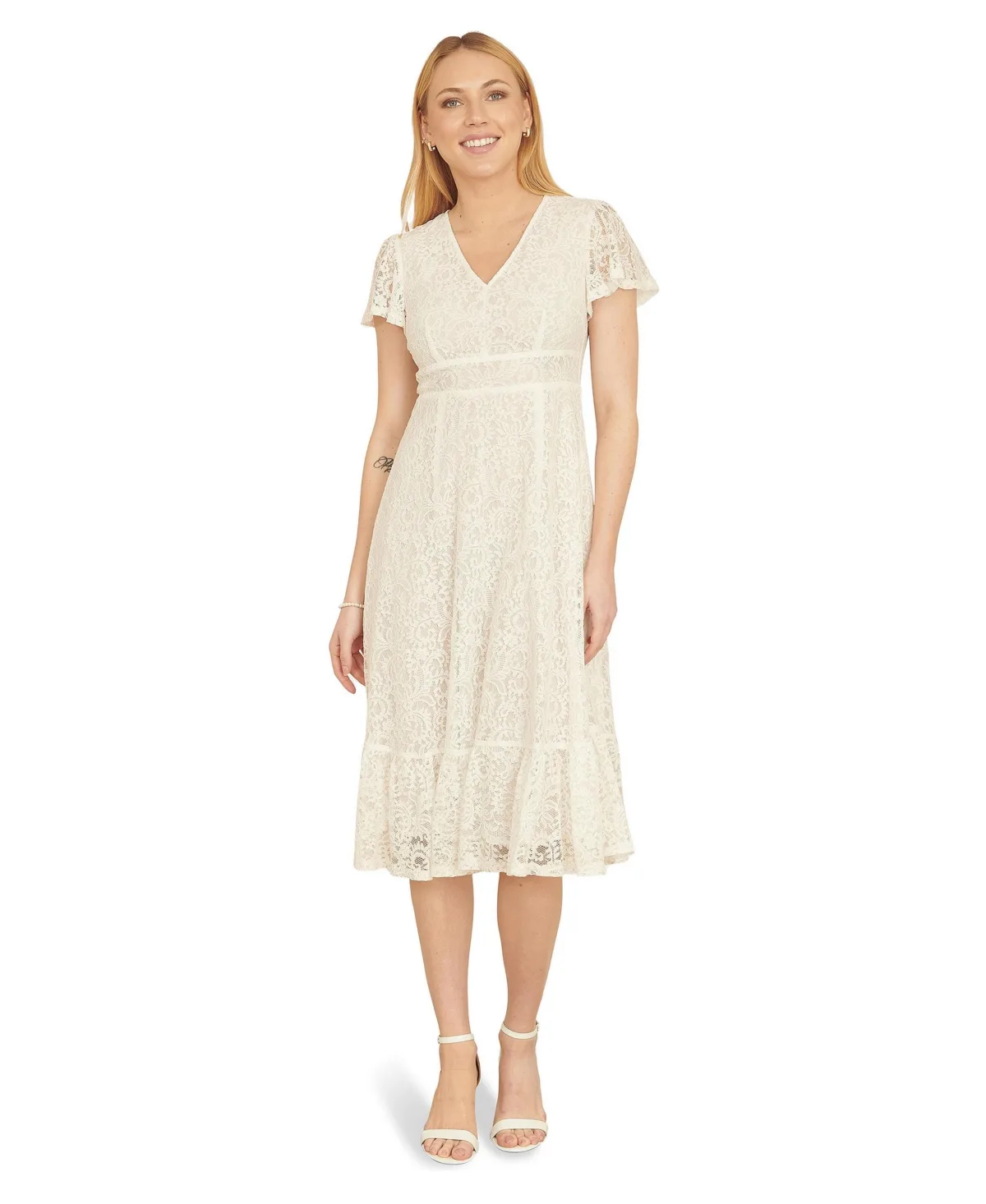 Lace Midi Skater Dress by Yumi