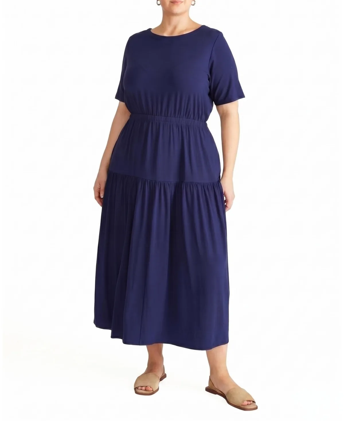 Thea Divine Tiered Crewneck Midi Dress by Universal Standard
