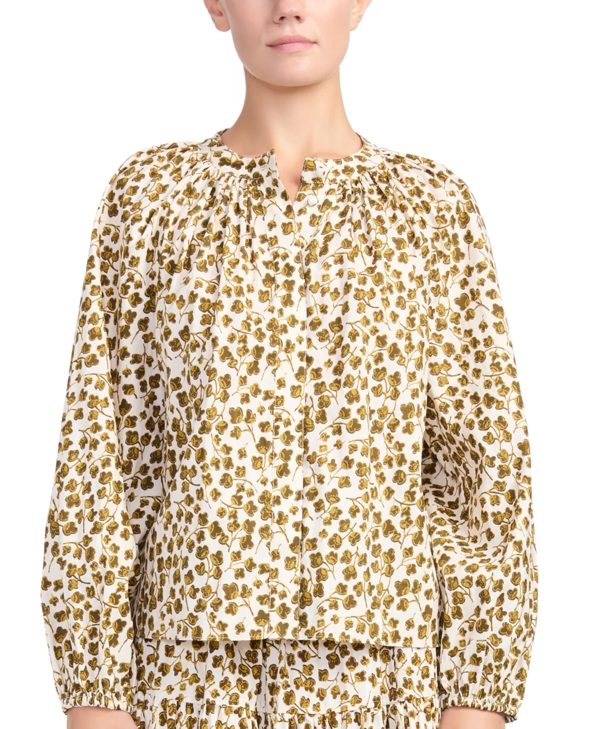 Viona Balloon-Sleeve Floral-Print Blouse by Derek Lam