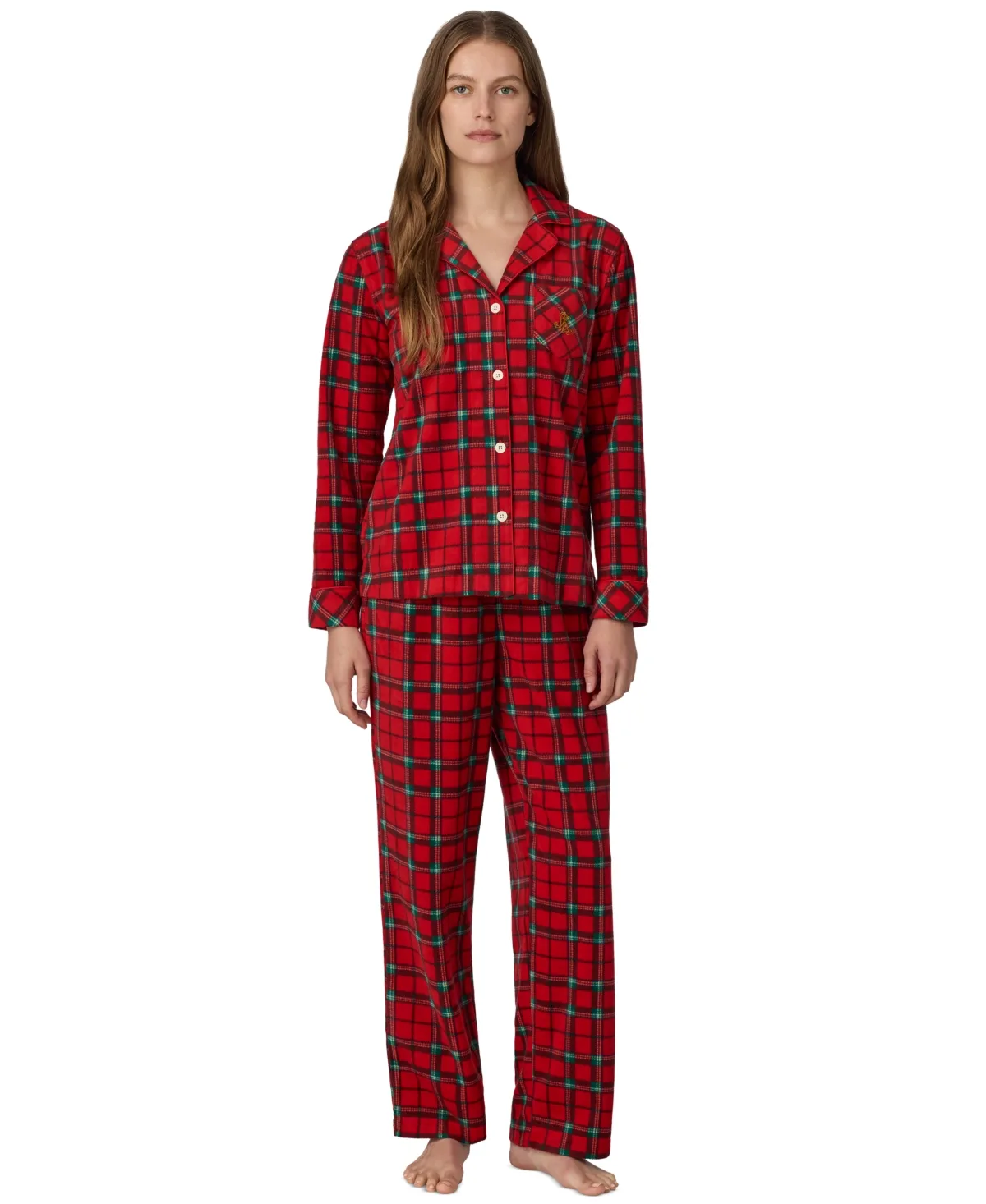 Lauren Ralph Lauren Long-Sleeve Notch-Collar Fleece Top and Pants, 2-Piece Set by Ralph Lauren