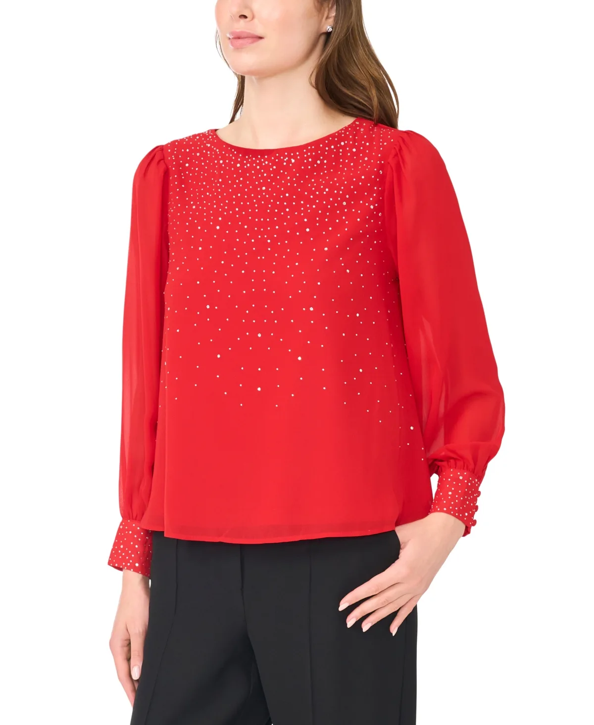 Rhinestone Embellished Crewneck Top by Msk