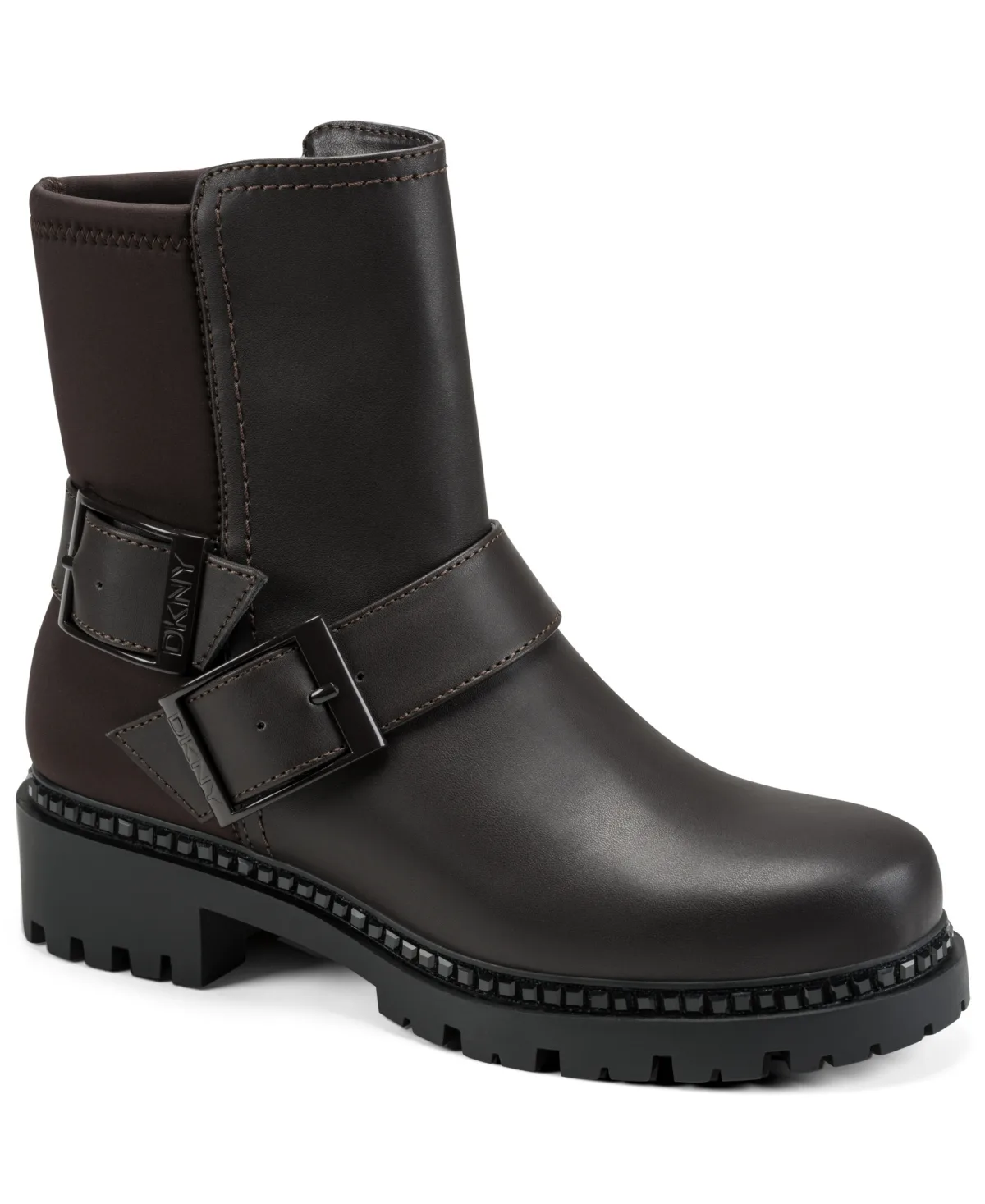 Roselle Moto Lug Sole Faux Leather Booties by DKNY