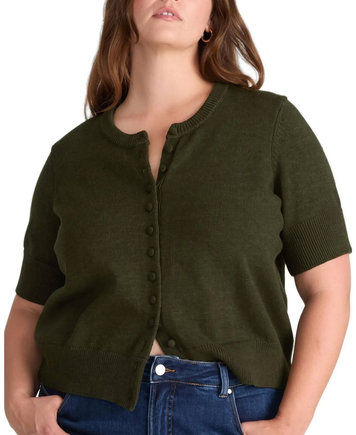 Soft Spun Short-Sleeve Button-Front Cardigan by Universal Standard