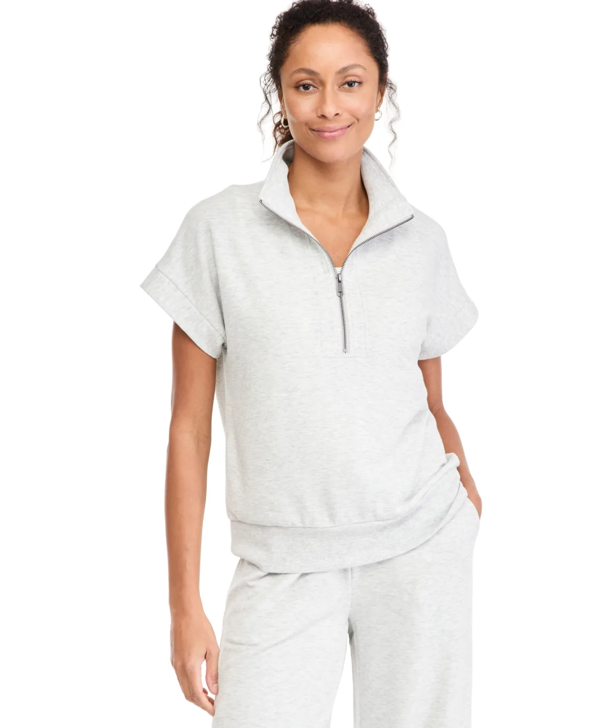 LuxLounge Quarter-Zip French Terry Dolman-Sleeve Sweatshirt by Style & Co