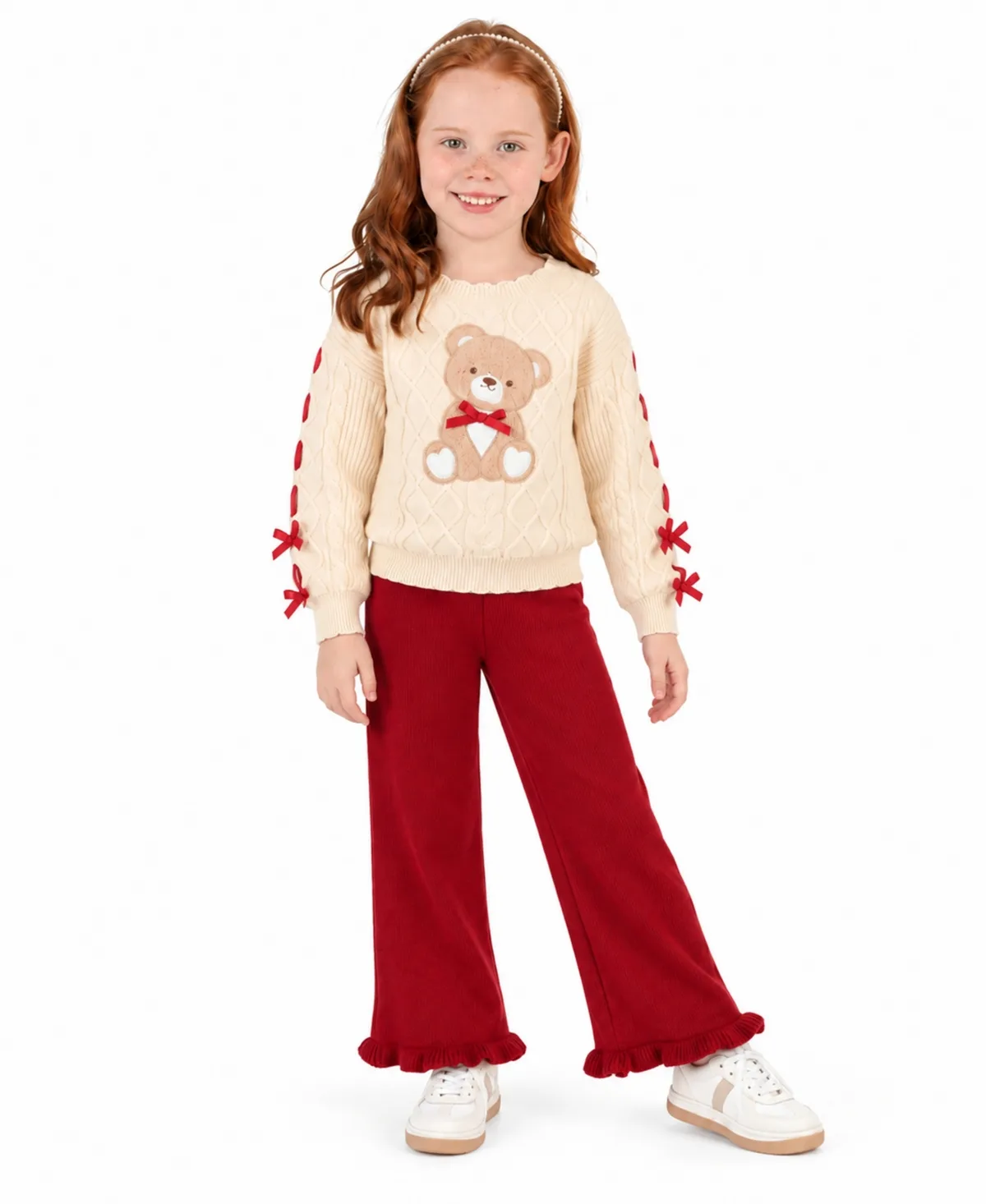 Cable-Knit Ruffle-Hem Sweater and Leggings, 2-Piece Set by Rare Editions