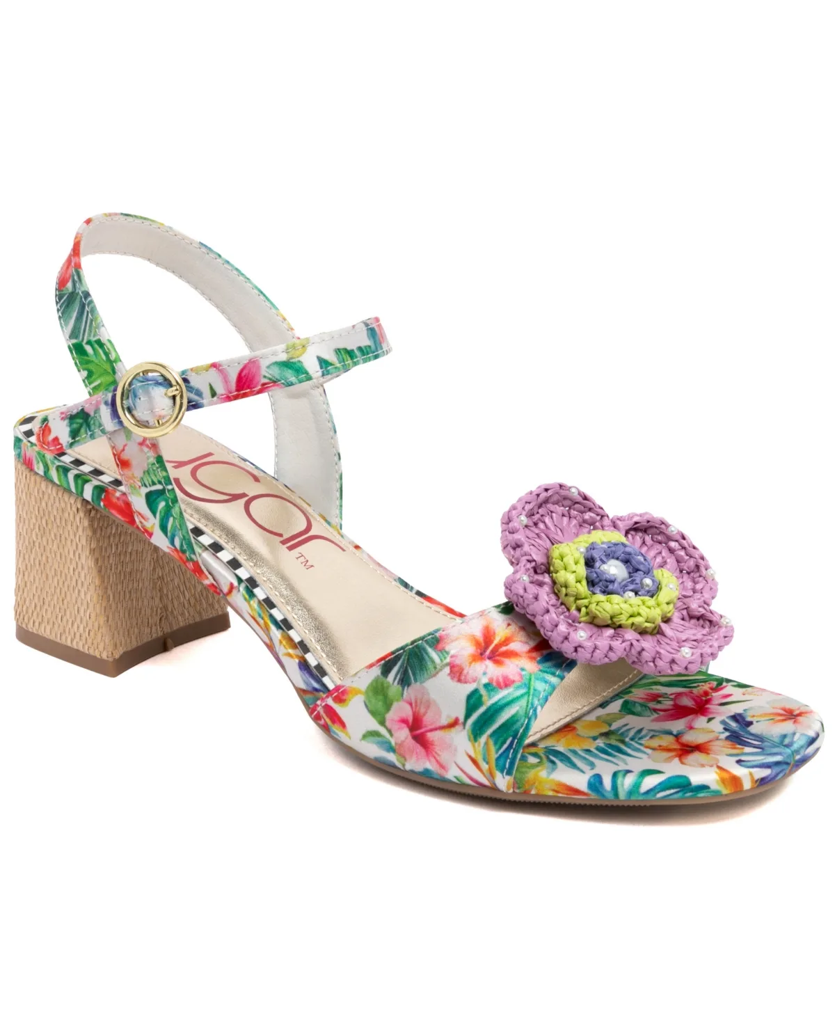 Sydney Flora Embellished Ankle Strap Sandals by Sugar