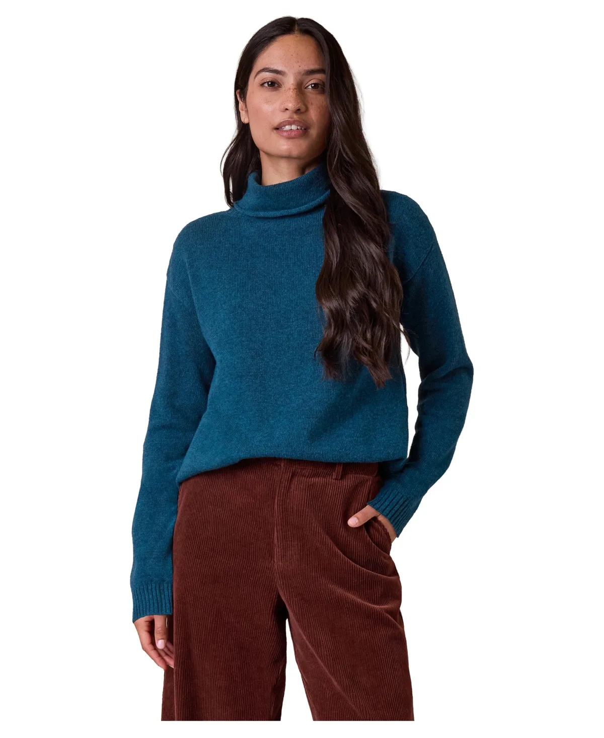Drape Cowl Neck Long-Sleeve Sweater by Celtic & Co