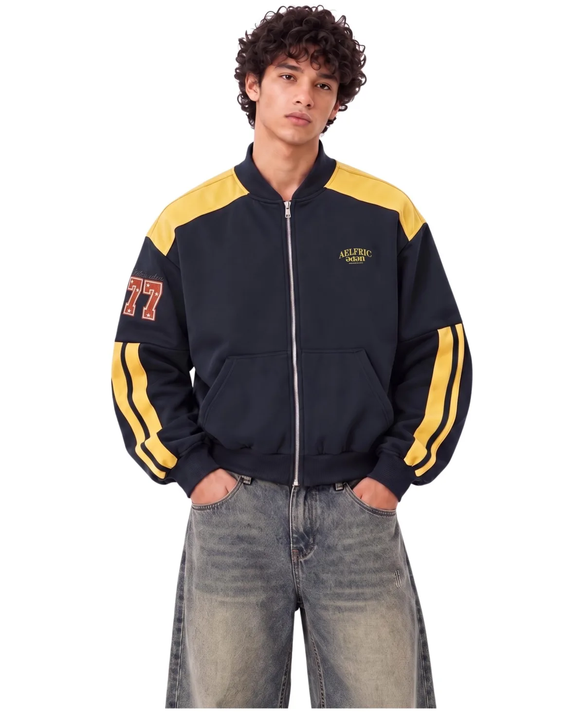 Relaxed-Fit Boxy Full-Zip Bomber Jacket by Aelfric Eden