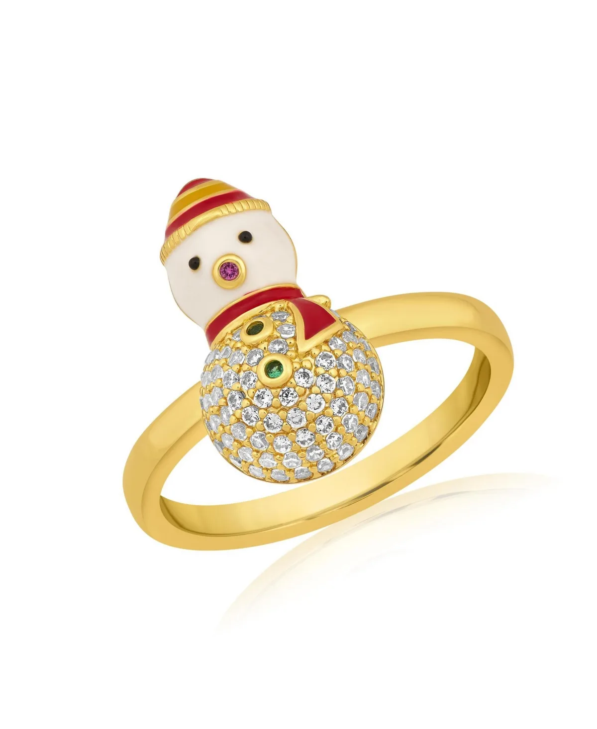 Cubic Zirconia Gold-Tone Snowman Ring by Simona