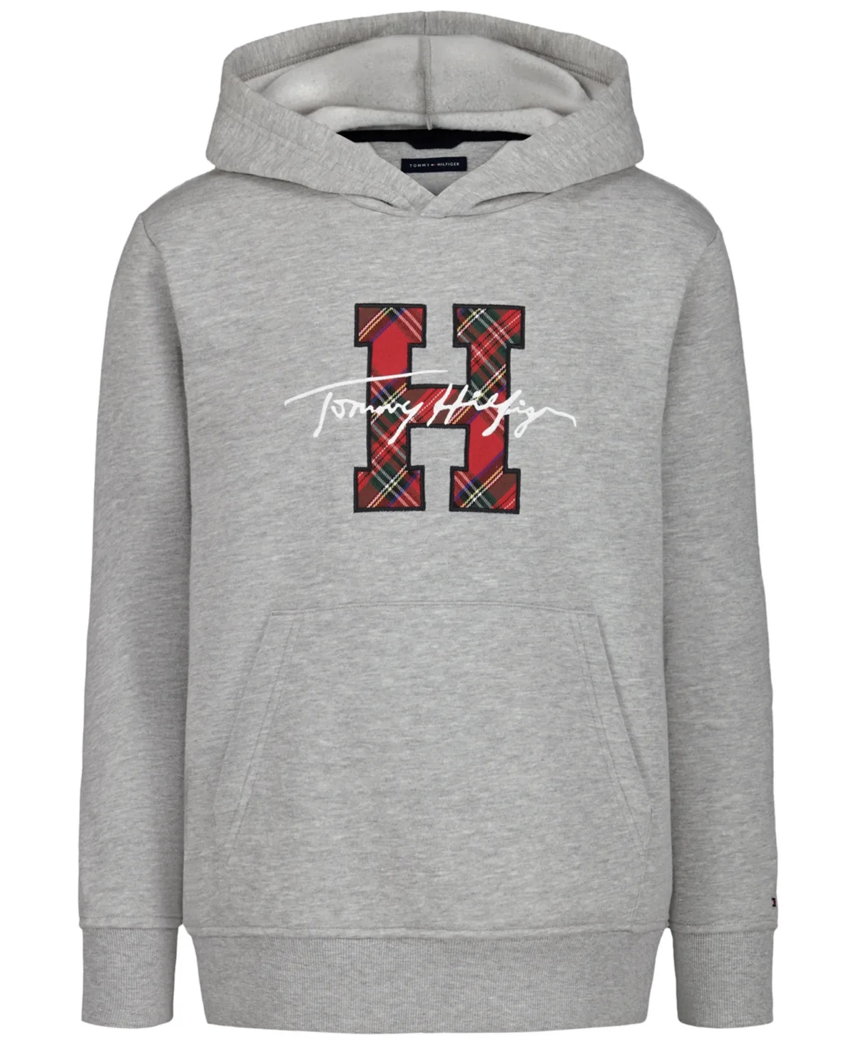 Plaid H Kangaroo-Pocket Pullover Hoodie by Tommy Hilfiger