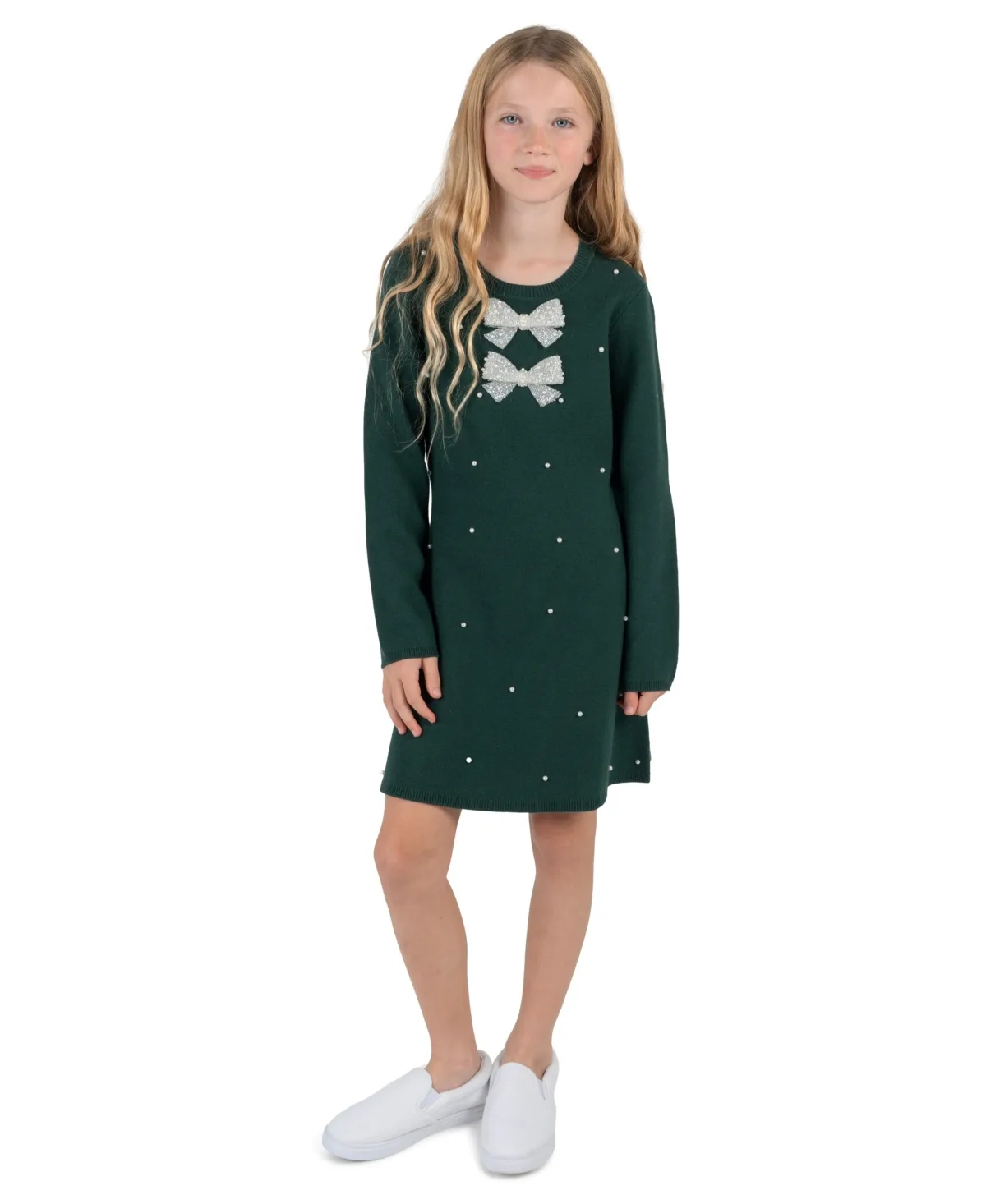 Long-Sleeve Sweater-Knit Dress by Rare Editions