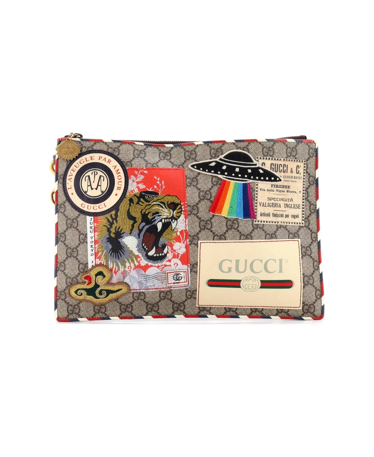 Courrier Pouch GG Coated Canvas with Applique (Pre-Owned) by Gucci