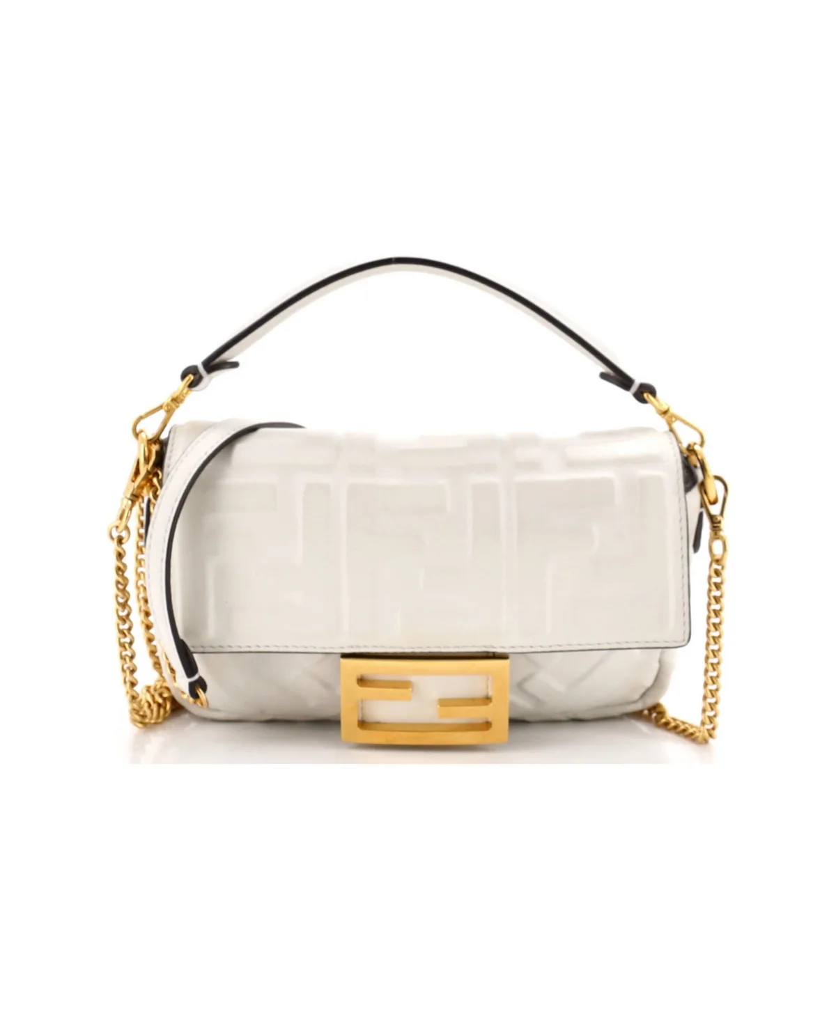 Pre-Owned Fendi Mini Baguette Nm Bag Zucca Embossed Leather by FENDI