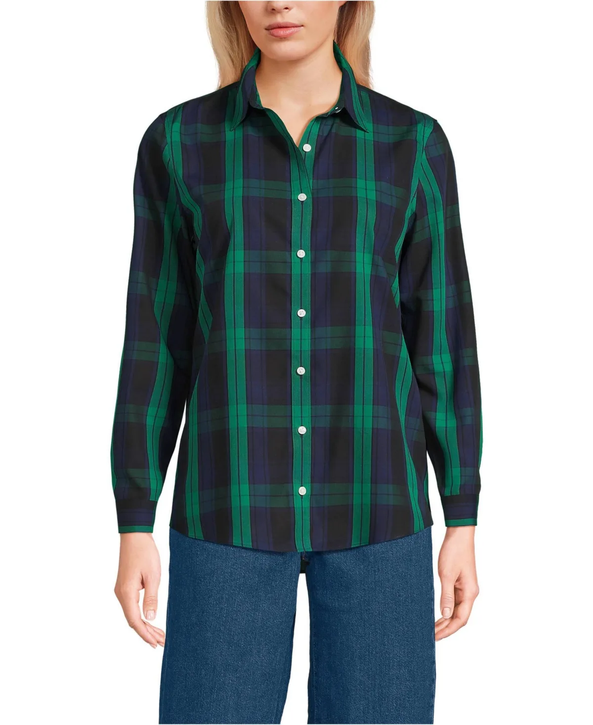 No Iron Button Front Shirt by Lands' End