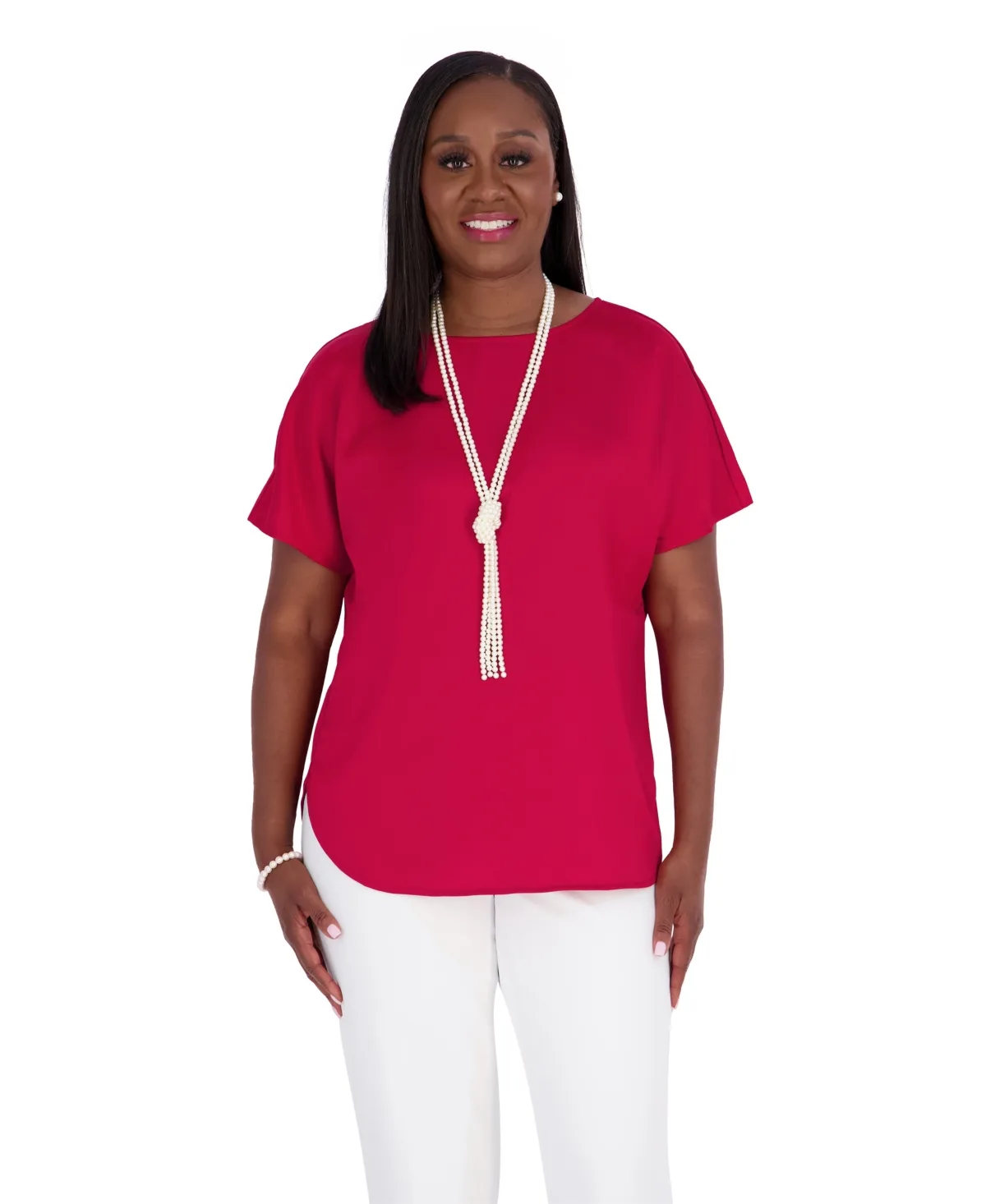 Short-Sleeve Boat-Neck Blouse by Kasper