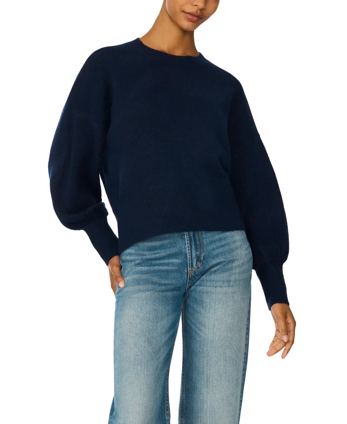 Crewneck Blouson-Sleeve Sweater by Vince Camuto