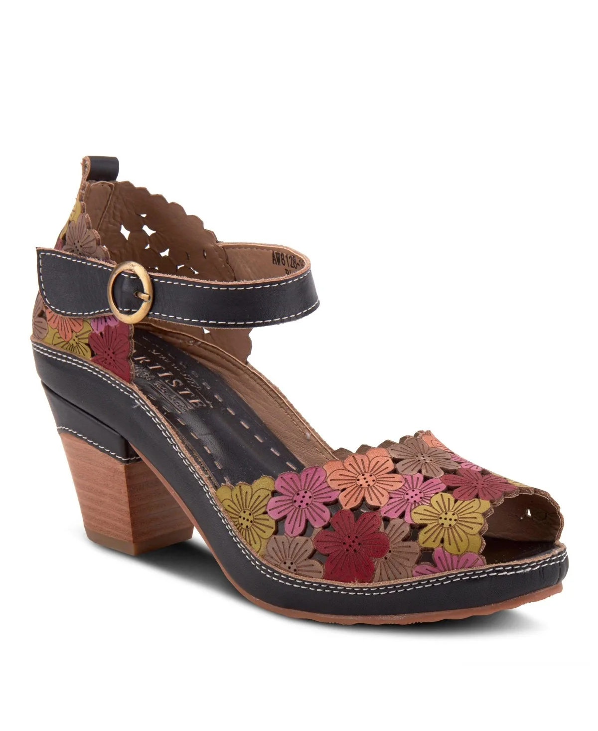 Avnia Hand-Painted Peep-Toe Ankle-Strap Sandals by Lartiste