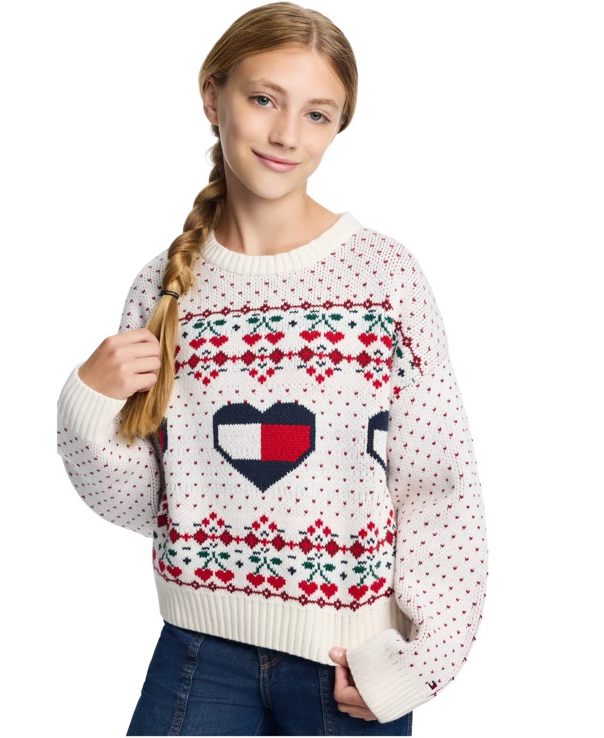 Heart Flag Intarsia Crewneck Sweater by Tommy Hilfiger