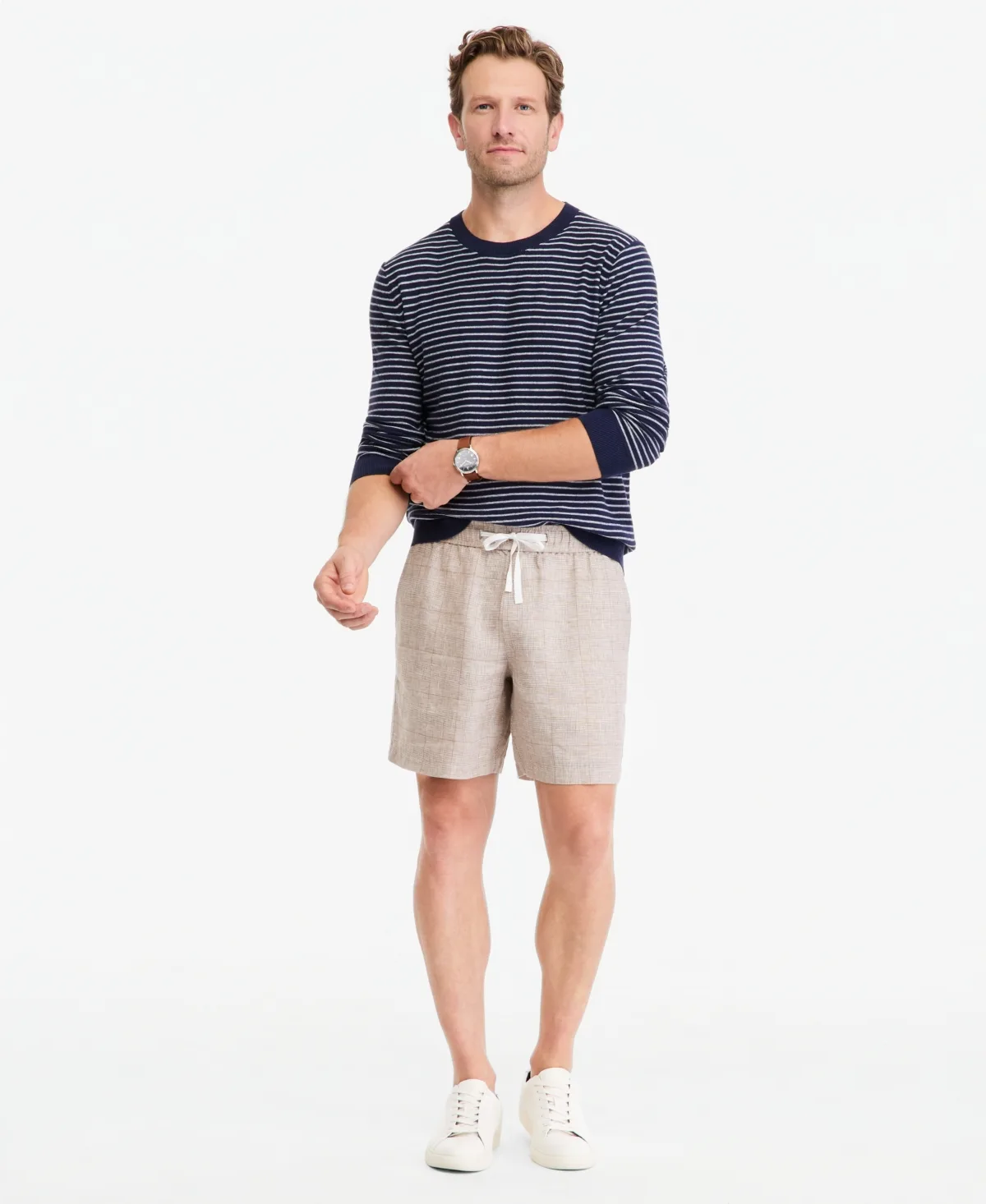 Glen Plaid Linen Shorts, 9" Inseam by Club Room