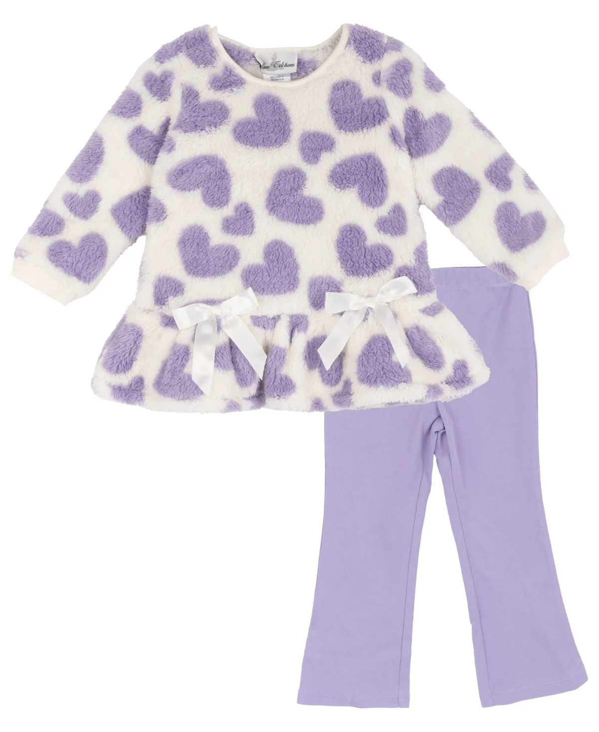 Heart-Print Long-Sleeve Sherpa Tunic and Leggings, 2-Piece Set by Rare Editions