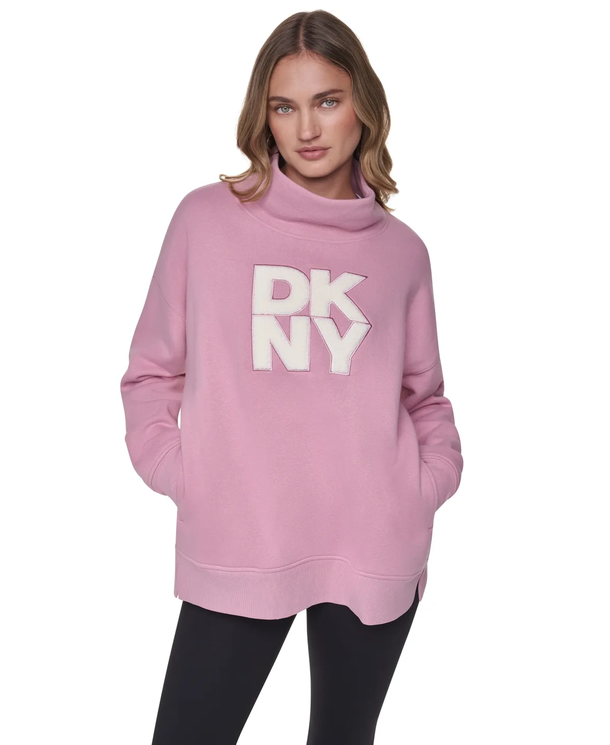 Sport Mock-Neck Oversized Graphic Sweatshirt by DKNY
