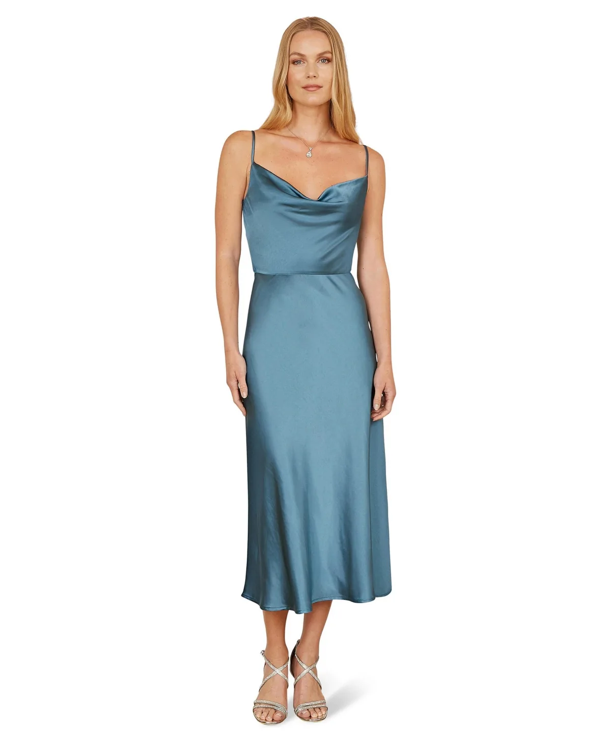 Satin Cowl Neck Midi Dress by Yumi