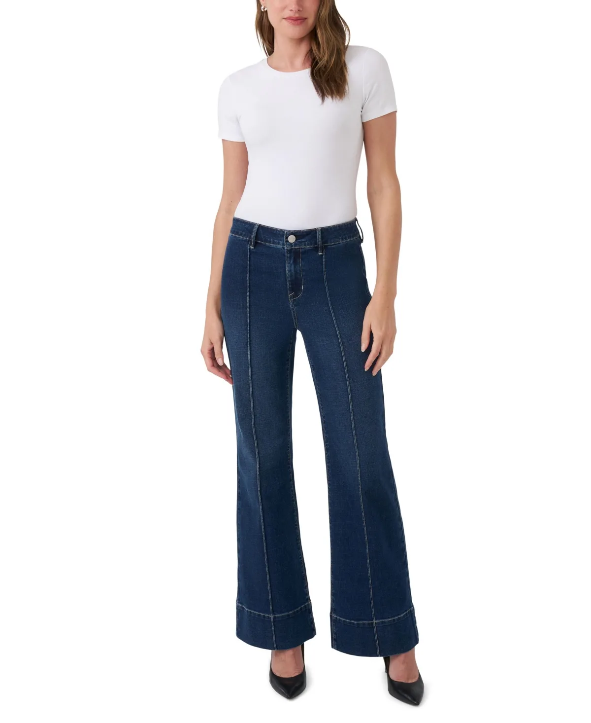 Pintuck High-Rise Wide-Leg Jeans by Seven7