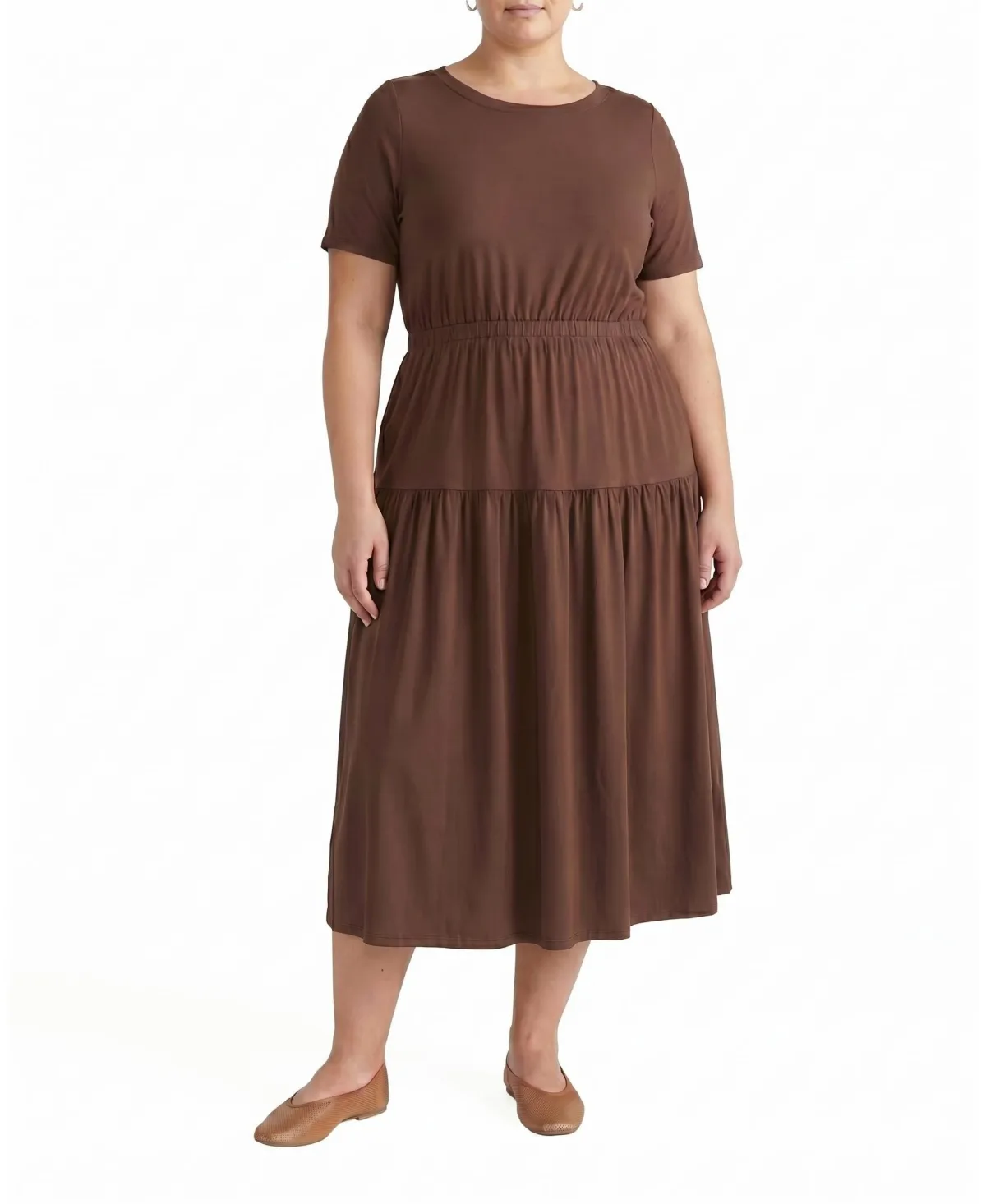 Thea Crewneck Short-Sleeve Midi Dress by Universal Standard