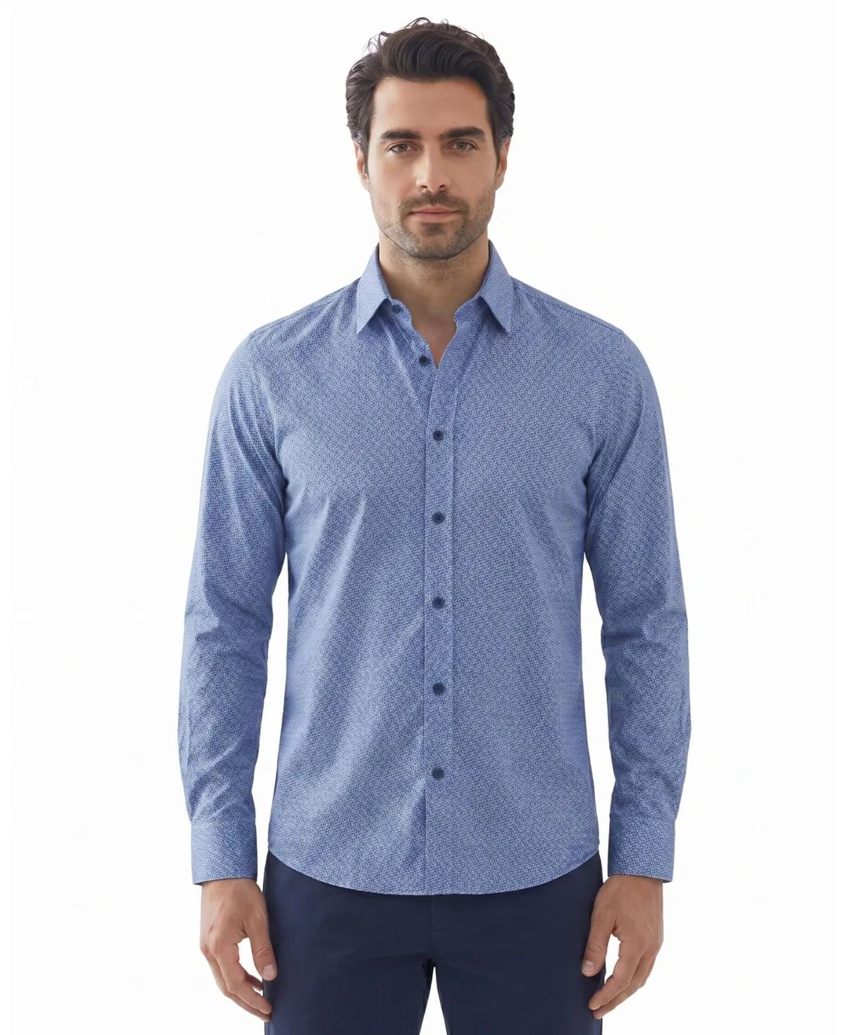 Four-Way Stretch Printed Regular-Fit Button-Down Shirt by Report