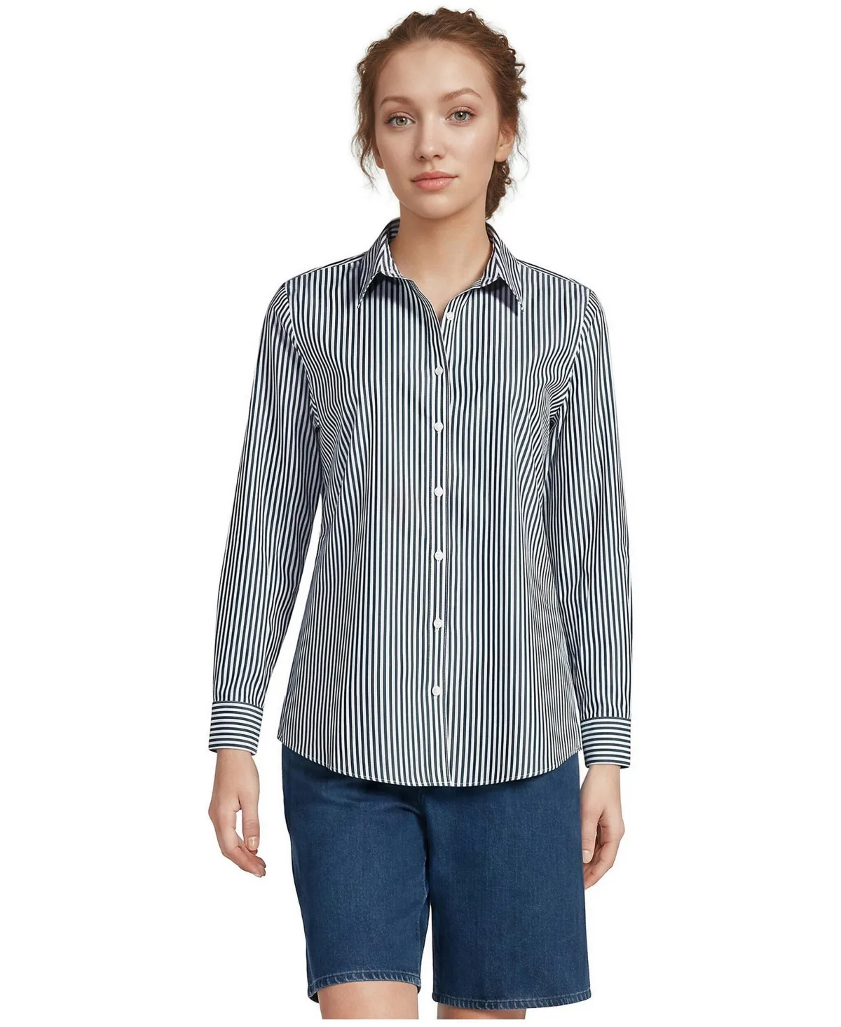 No Iron Button Front Shirt by Lands' End
