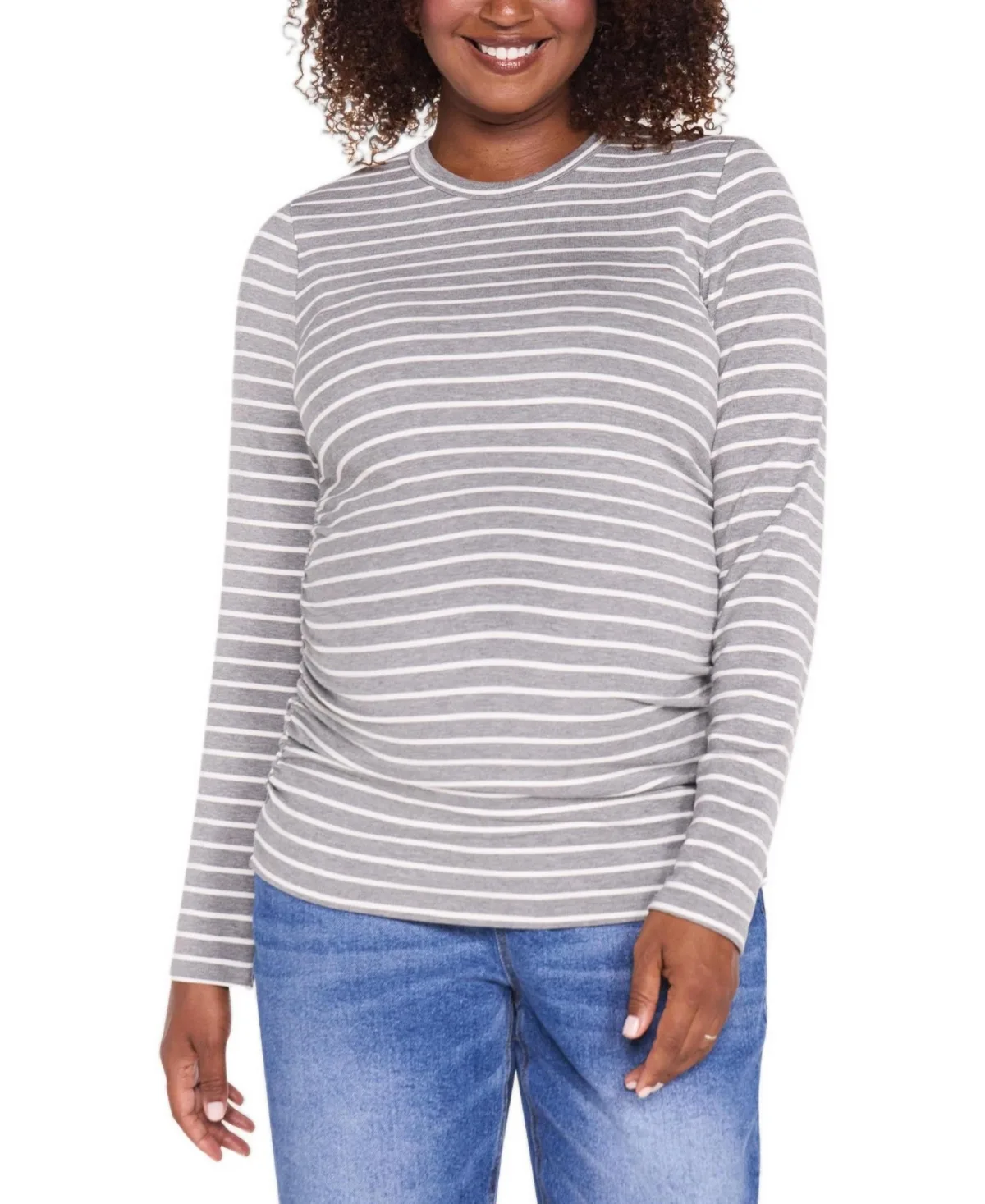 Long-Sleeve Side Ruched Rib-Knit T-Shirt by Motherhood Maternity