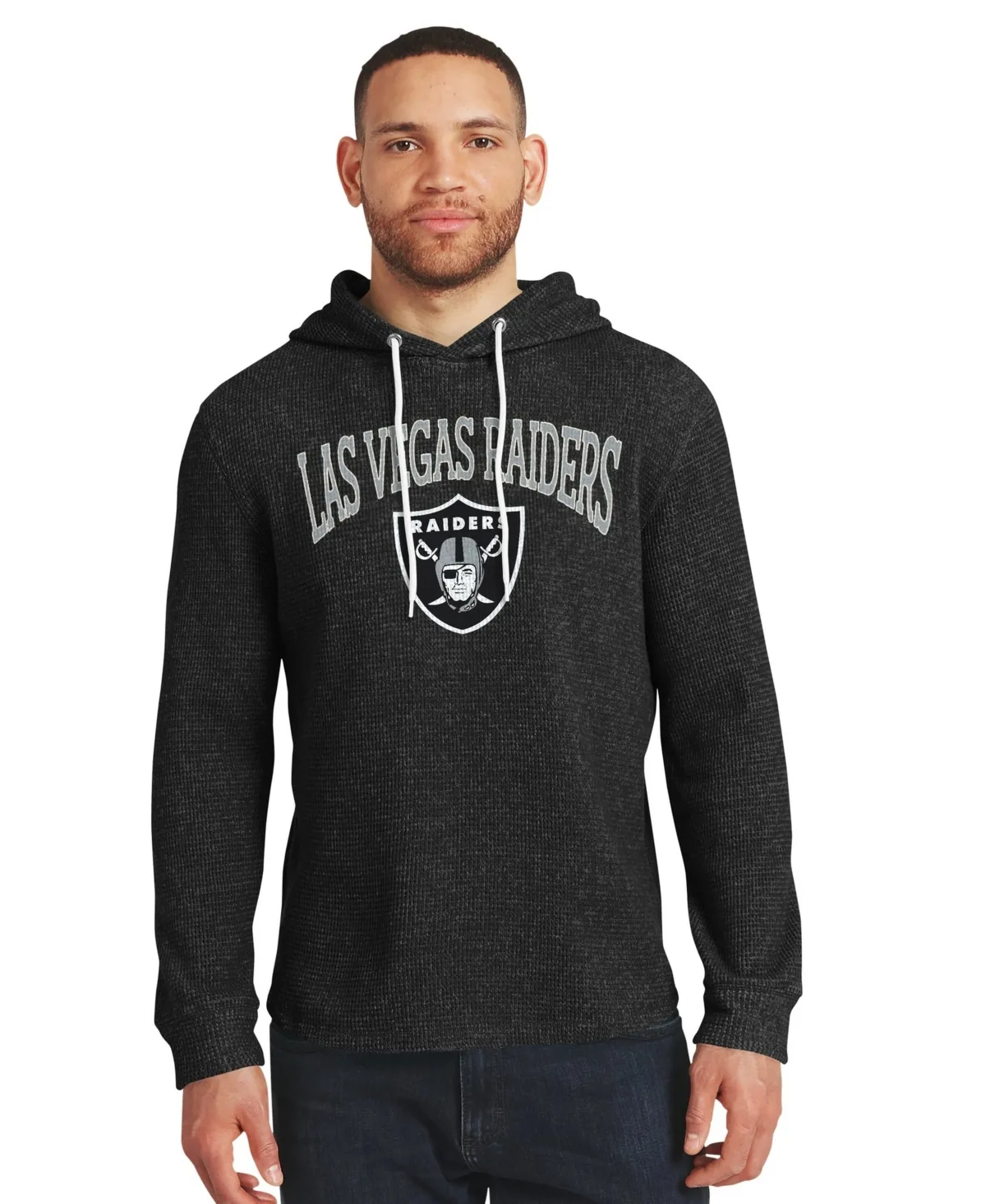 Darius Rucker Collection by Fanatics Las Vegas Raiders Waffle Knit Hooded Tri-Blend Long-Sleeve Sweatshirt by Fanatics